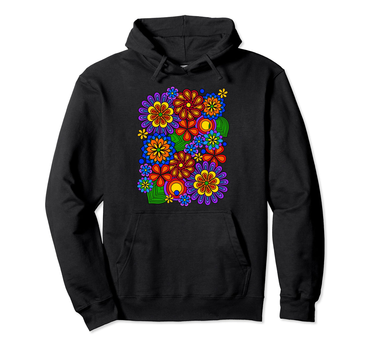 Colorful Rainbow Flower Power Art Hoodie - Casual Everyday Wear Unisex - T-Shirt, Sweatshirt, Hoodie