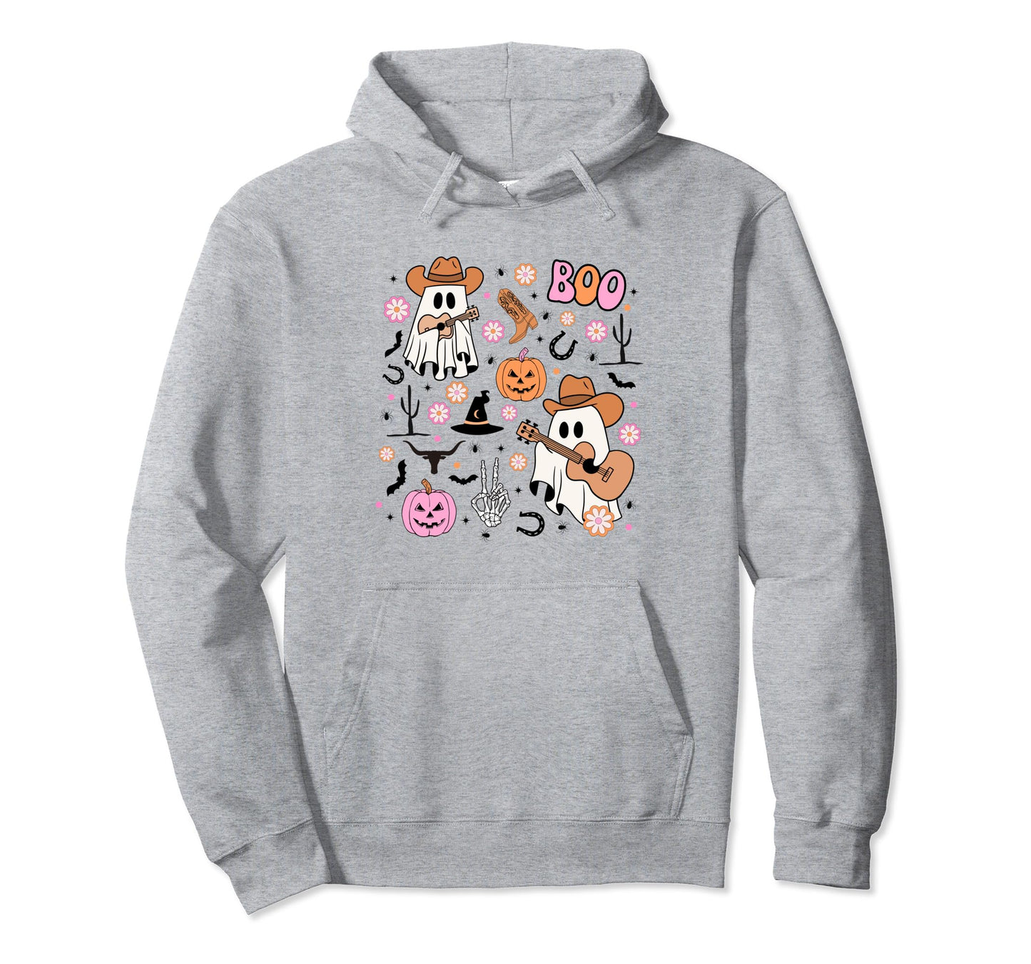Spooky Ghost Cowboy Halloween Boo Hoodie - Trendy Graphic for Adults - T-Shirt, Sweatshirt, Hoodie