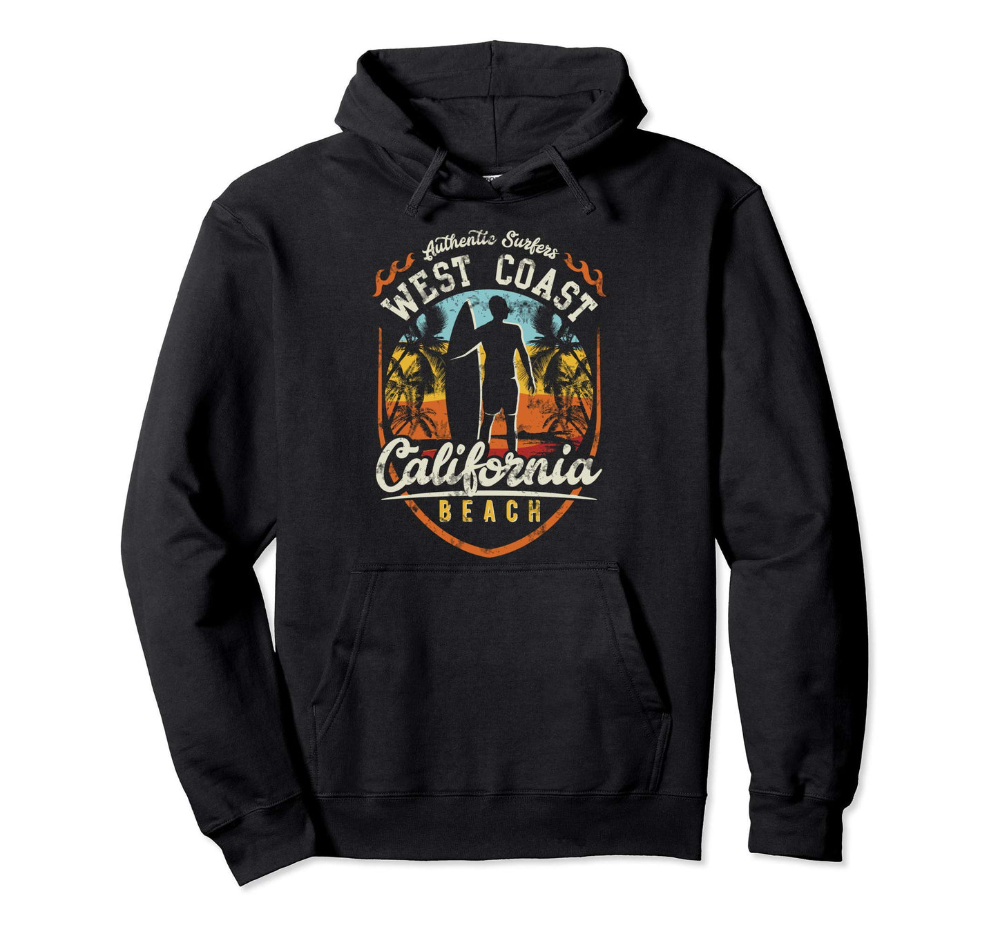 California Surfing West Coast Surf Hoodie - Novelty Apparel for Adults - T-Shirt, Sweatshirt, Hoodie