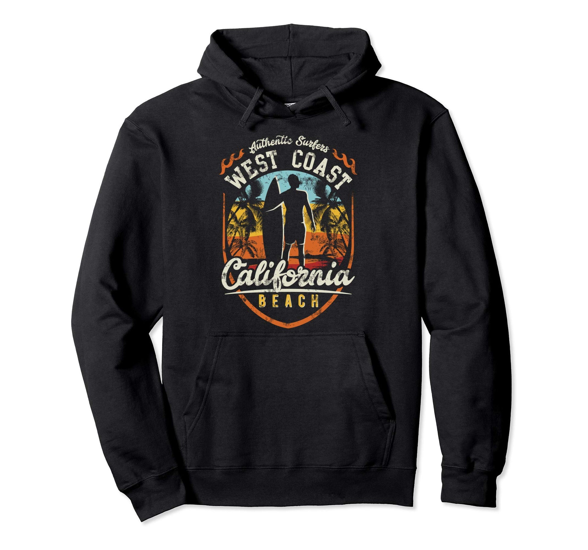 California Surfing West Coast Surf Hoodie - Novelty Apparel for Adults - T-Shirt, Sweatshirt, Hoodie
