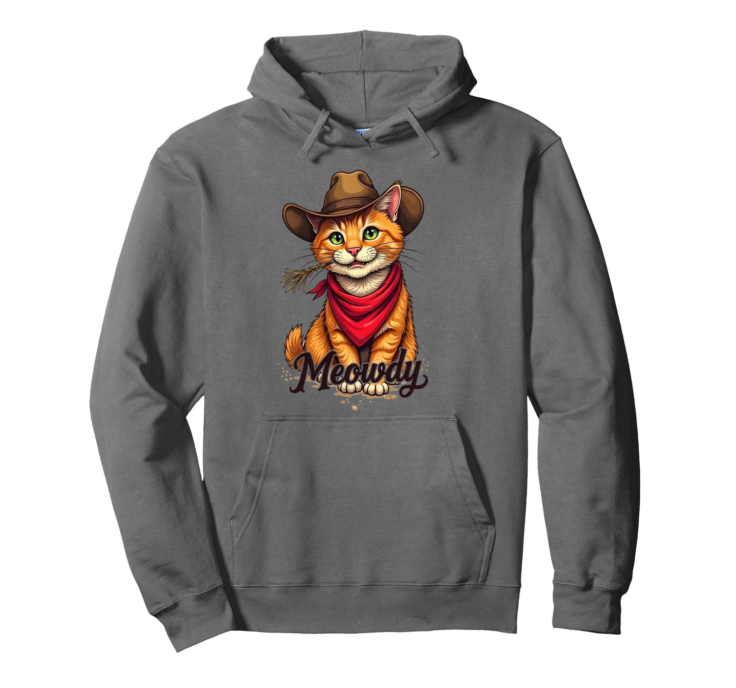Meowdy Cowboy Cat Country Cowboy Hat Hoodie - Streetwear Style for Adults - T-Shirt, Sweatshirt, Hoodie