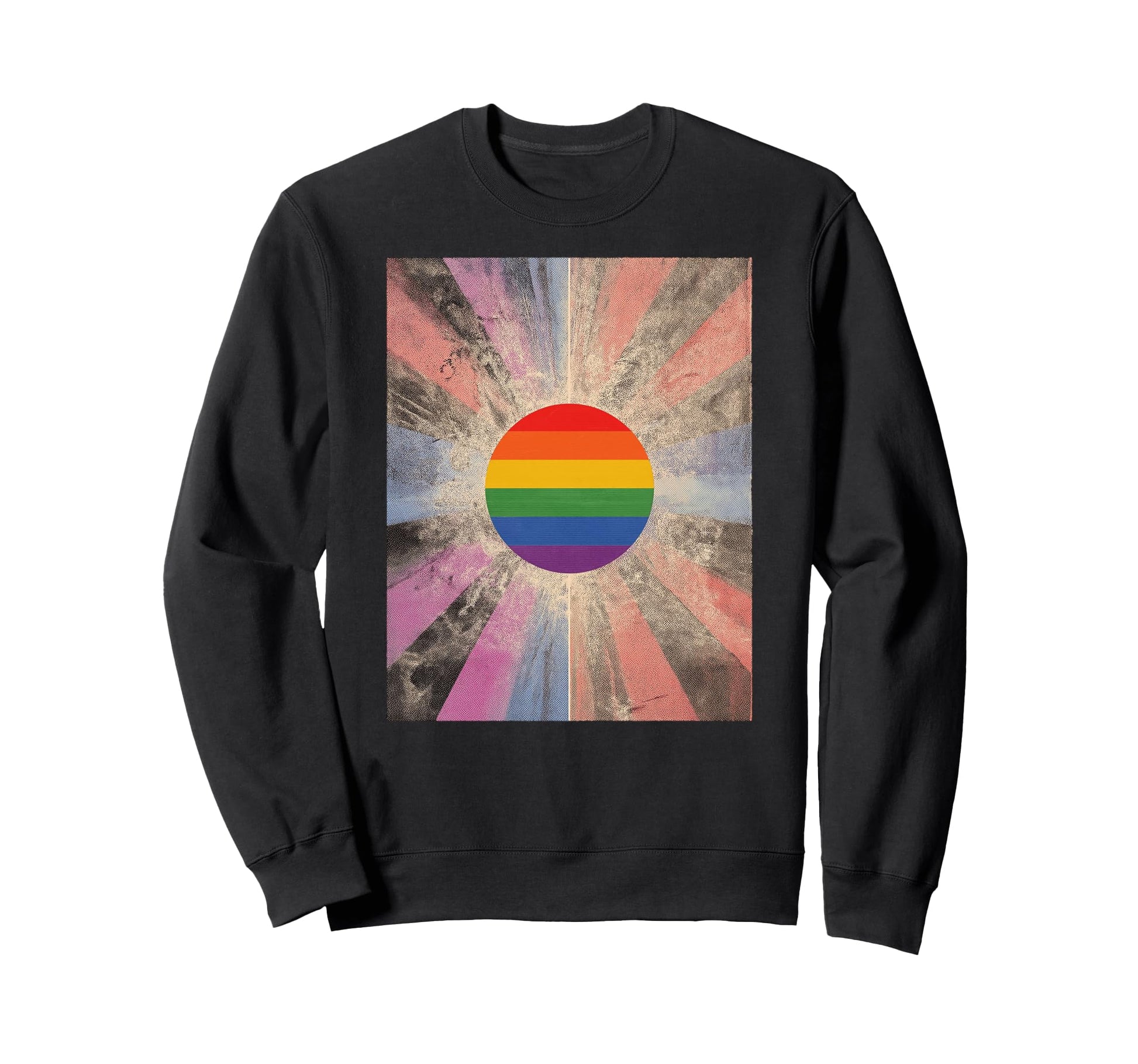 Pride Flag Sun Rainbow Aesthetic Sweatshirt - Aesthetic Graphic Men Women - T-Shirt, Sweatshirt, Hoodie