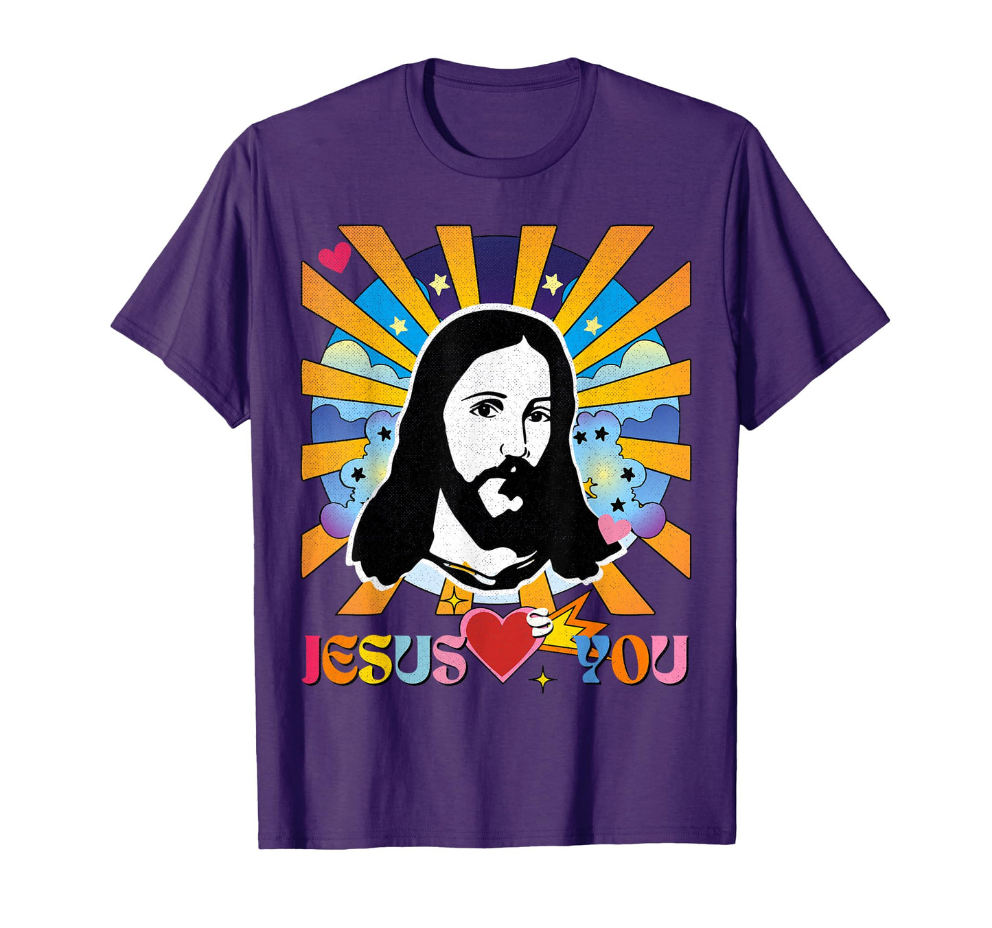 Jesus Loves You Groovy Hippie 60S T-Shirt - Custom Art Print for Adults - T-Shirt, Sweatshirt, Hoodie