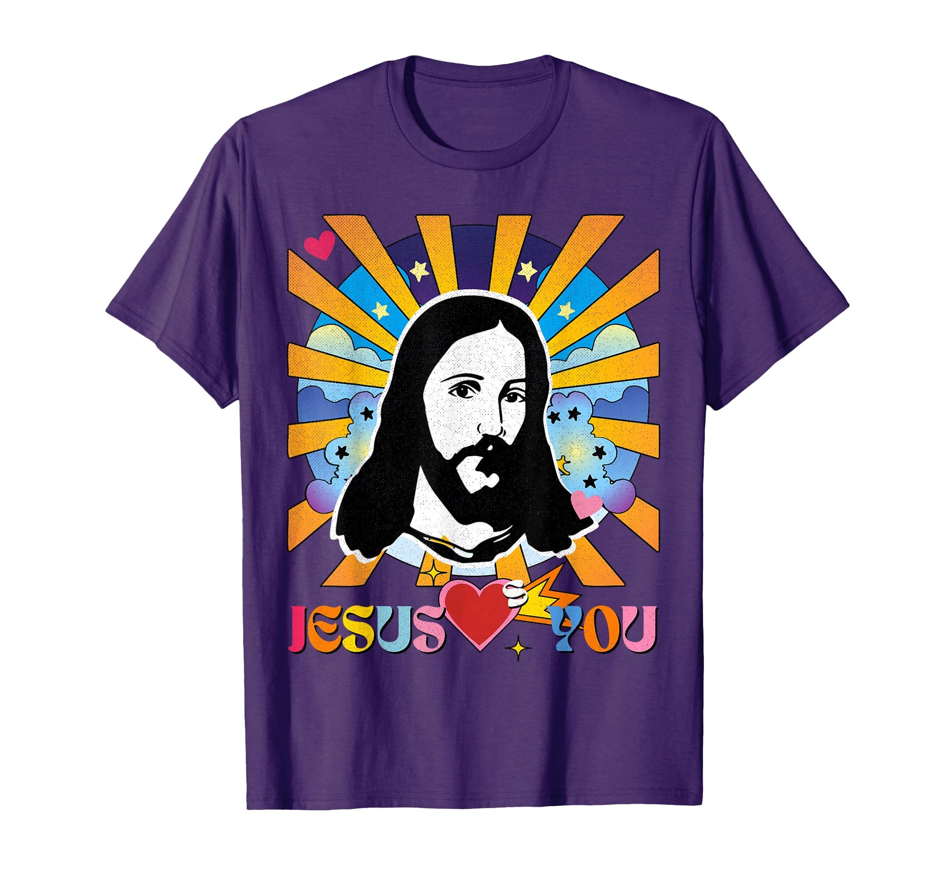 Jesus Loves You Groovy Hippie 60S T-Shirt - Custom Art Print for Adults - T-Shirt, Sweatshirt, Hoodie