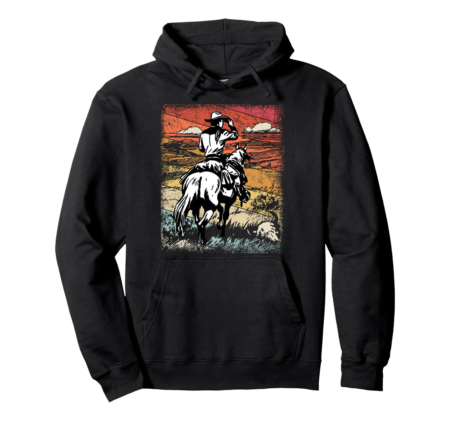 Cowboy Shirts Mens Western Riding Horse Hoodie - Minimalist Print Unisex - T-Shirt, Sweatshirt, Hoodie