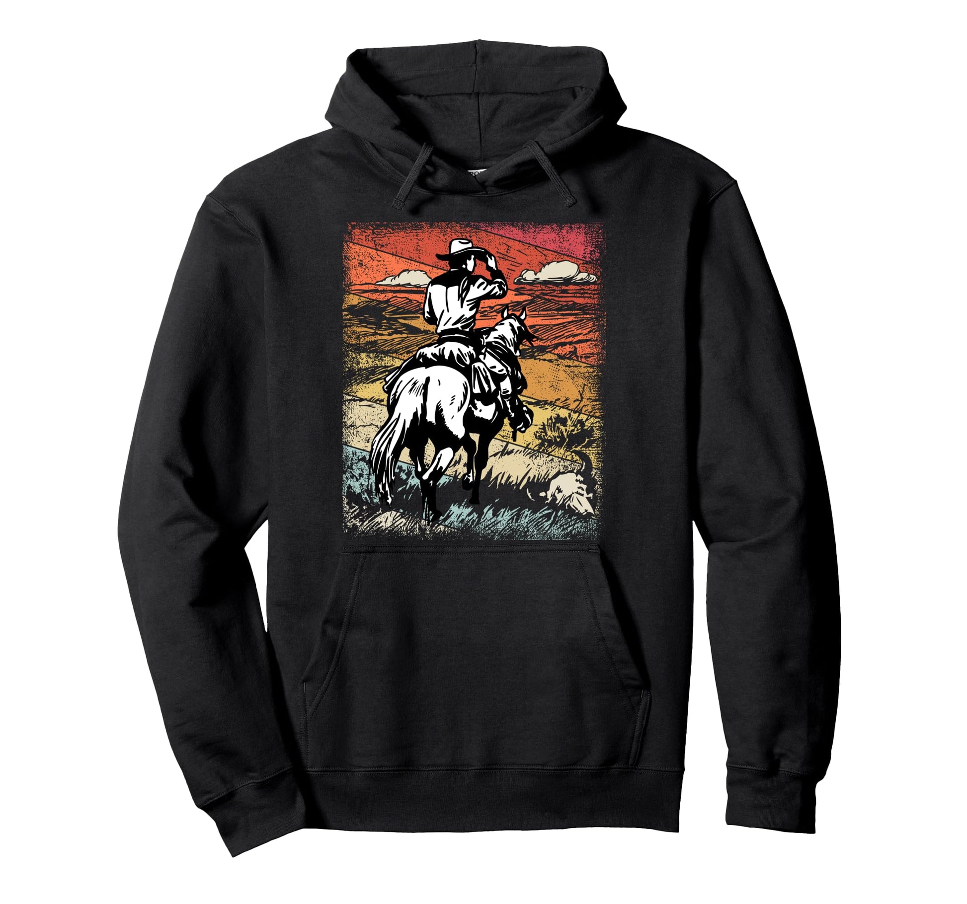 Cowboy Shirts Mens Western Riding Horse Hoodie - Minimalist Print Unisex - T-Shirt, Sweatshirt, Hoodie