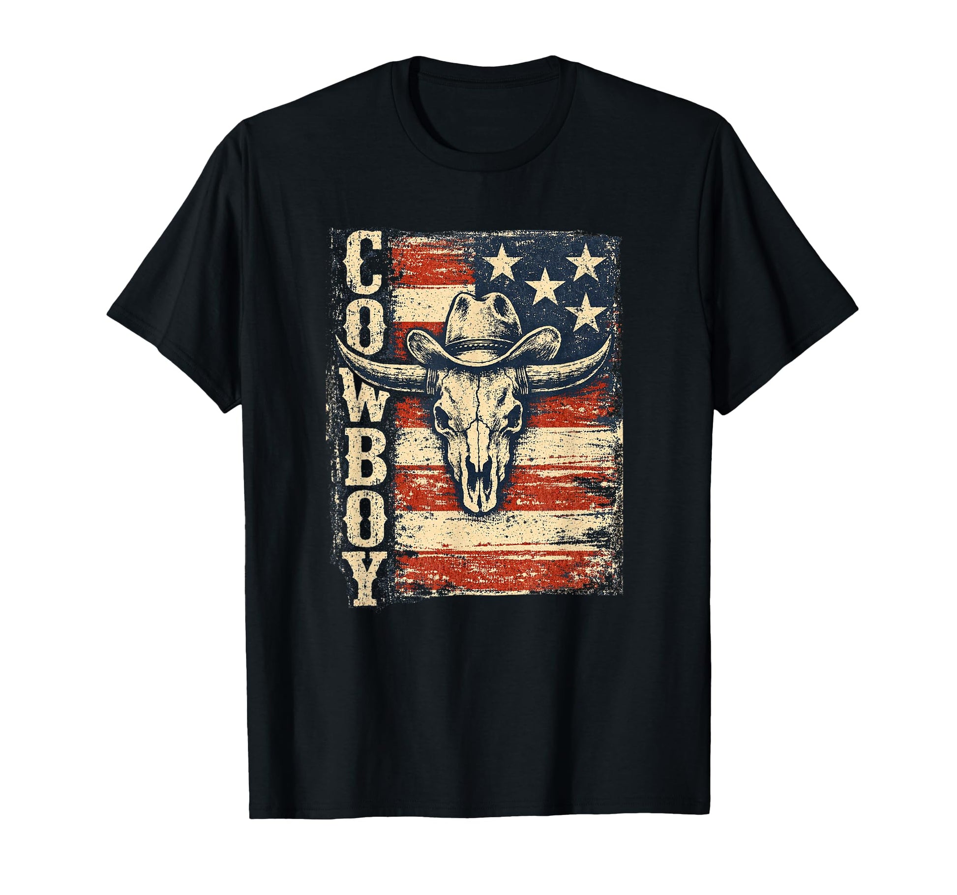 Cowboy American Flag T-Shirt - Novelty Apparel Unisex - T-Shirt, Sweatshirt, Hoodie