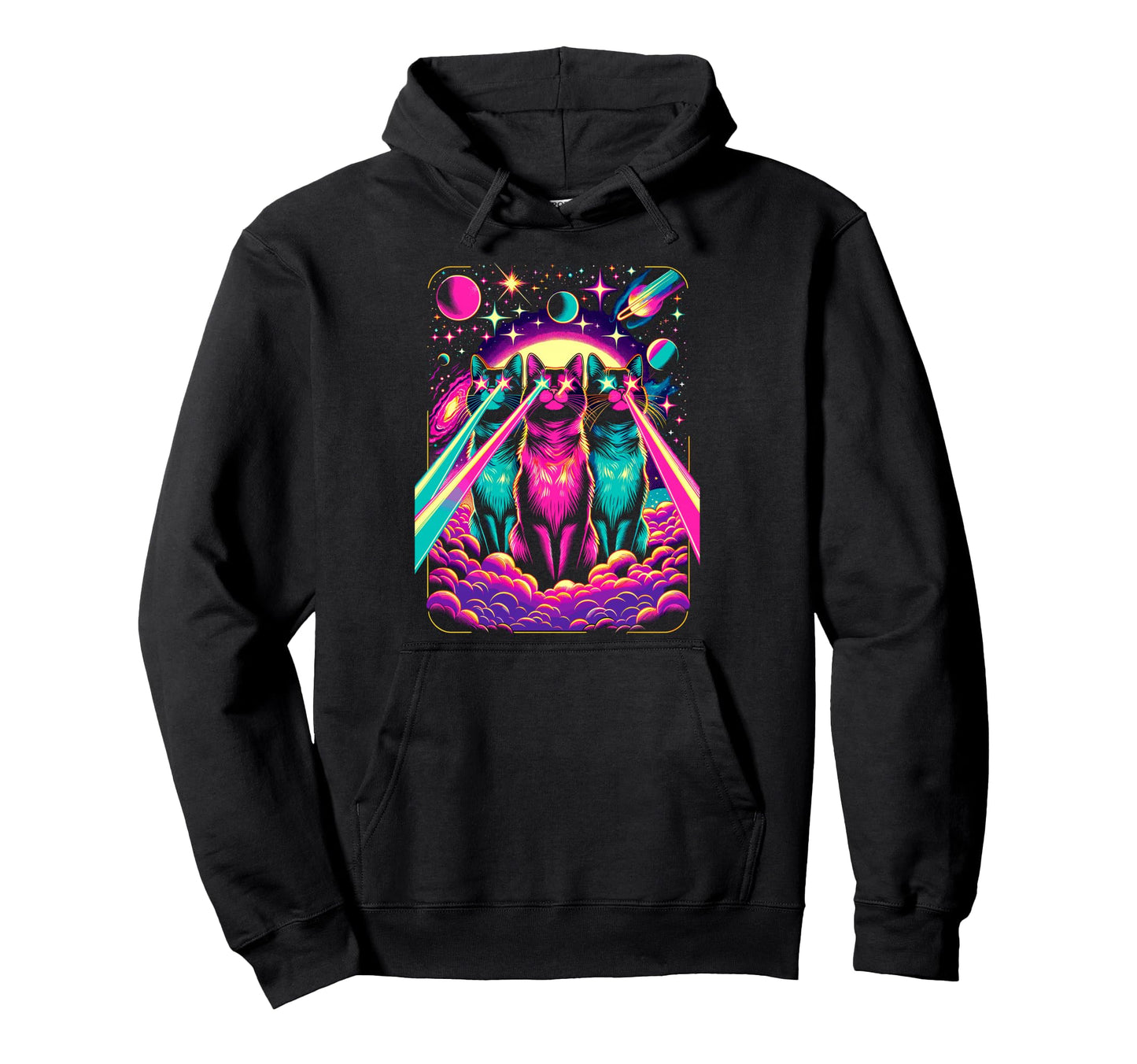 Vaporwave Aesthetic Laser Eyes Space Hoodie - Fun Novelty Design Unisex - T-Shirt, Sweatshirt, Hoodie