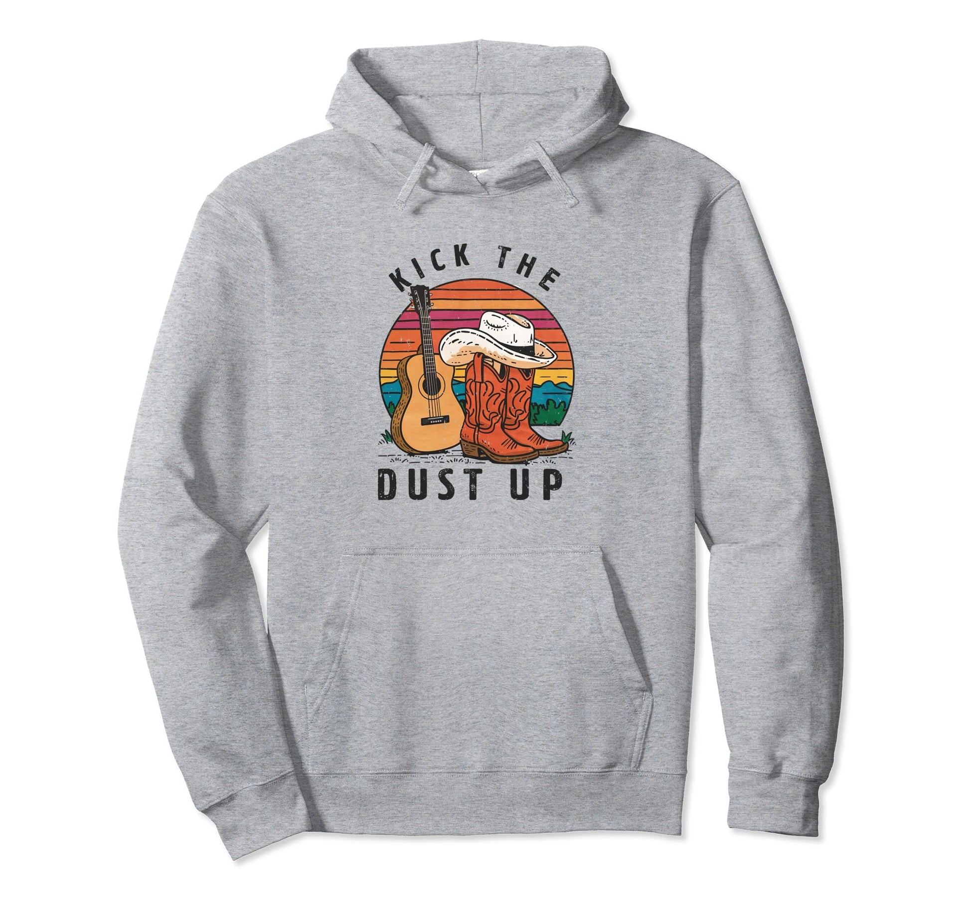 Kick Dust Up Cowboy Boots Hat Western Hoodie - Graphic Print for Adults - T-Shirt, Sweatshirt, Hoodie