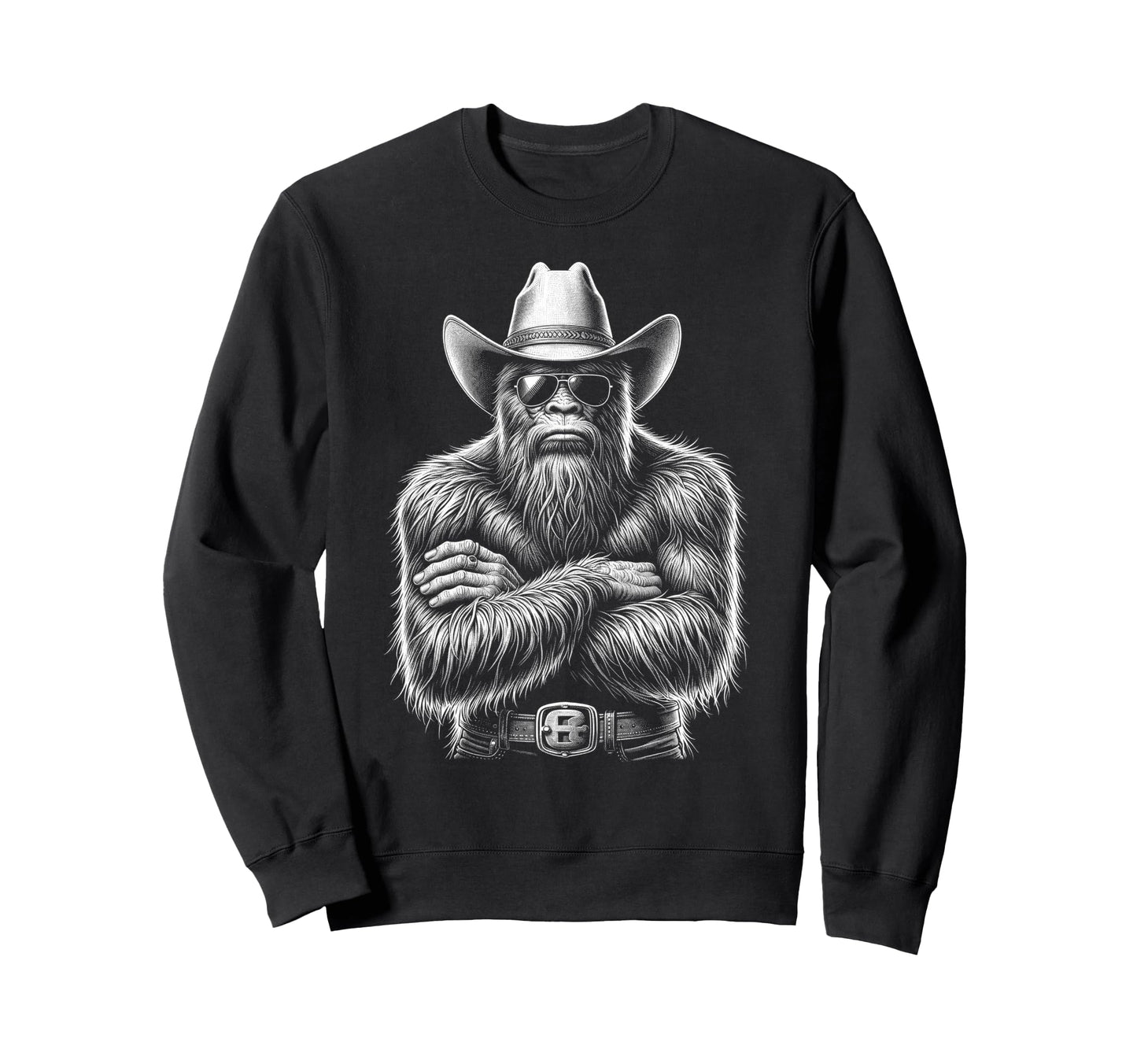 Bigfoot Sasquatch Funny Cowboy Sweatshirt - Streetwear Style for Adults - T-Shirt, Sweatshirt, Hoodie