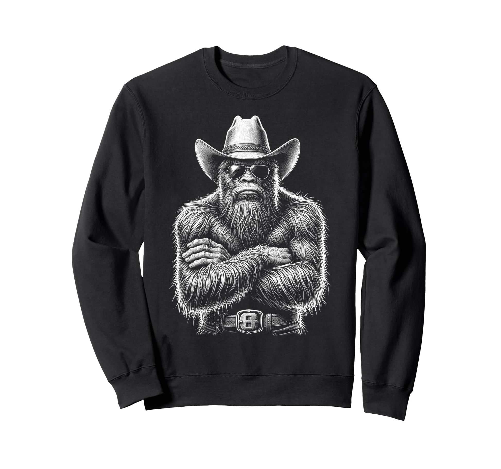 Bigfoot Sasquatch Funny Cowboy Sweatshirt - Streetwear Style for Adults - T-Shirt, Sweatshirt, Hoodie