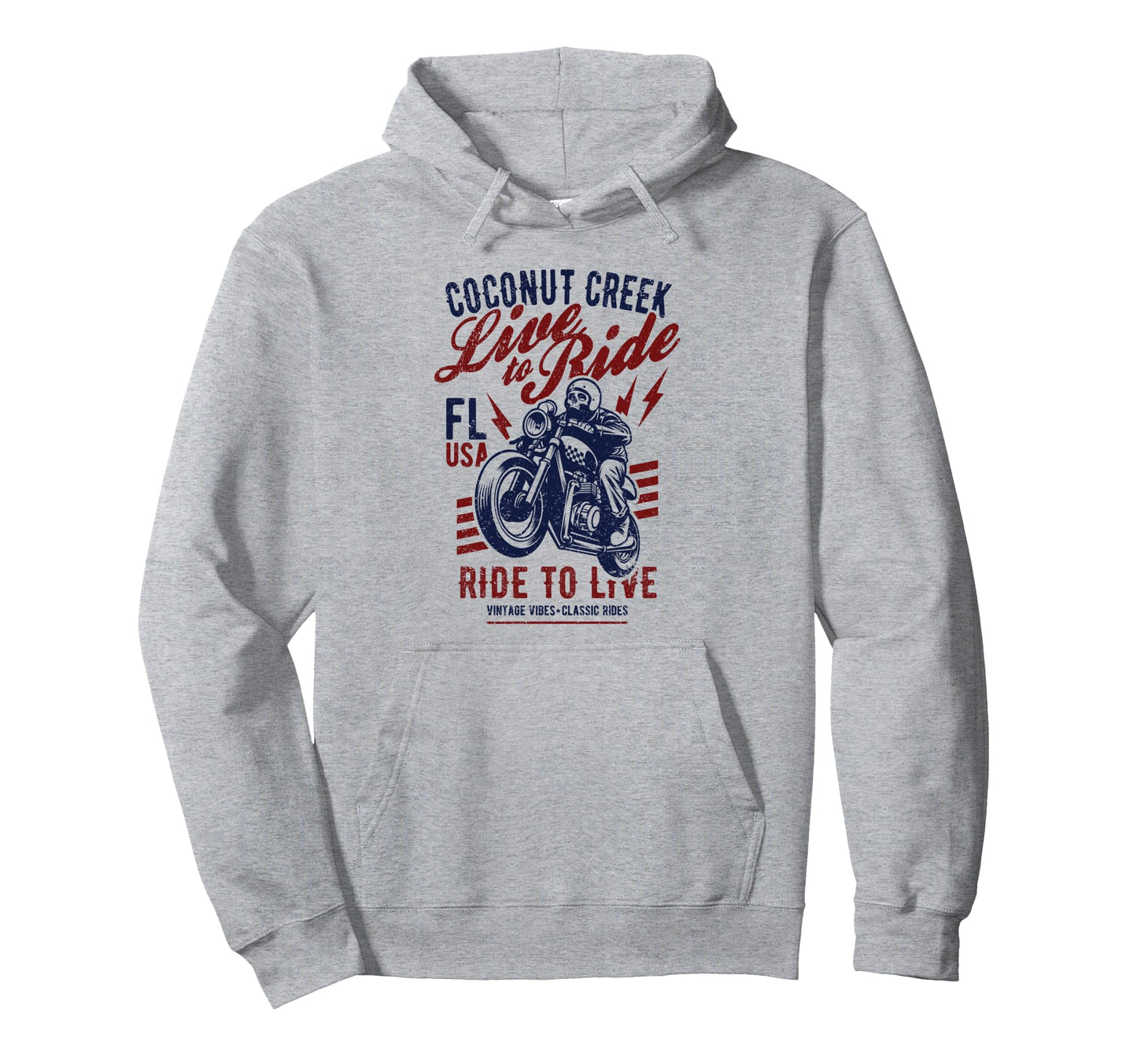 Coconut Creek Florida Motorcycle Hoodie - Custom Art Print for Adults - T-Shirt, Sweatshirt, Hoodie