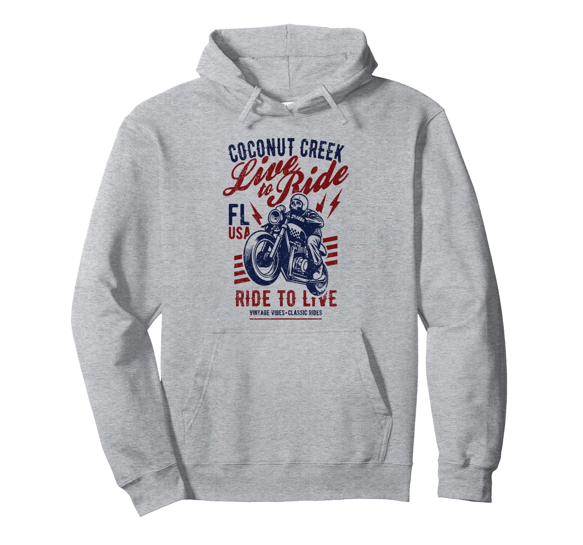 Coconut Creek Florida Motorcycle Hoodie - Custom Art Print for Adults - T-Shirt, Sweatshirt, Hoodie