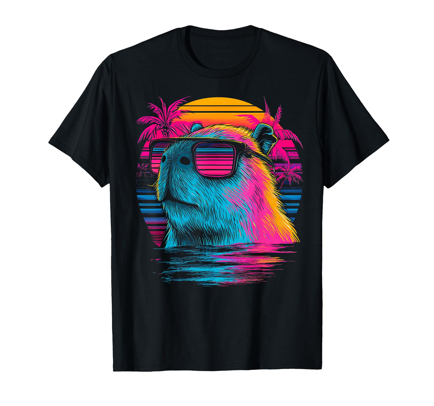 Capybara Capibara Vaporwave T-Shirt - Fun Novelty Design for Adults - T-Shirt, Sweatshirt, Hoodie