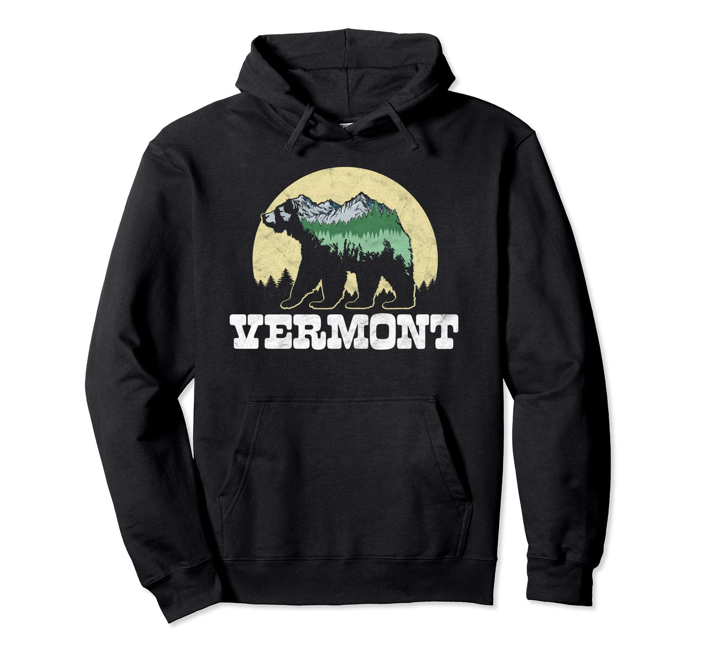 Vermont Bear Sketch Mountains Trees Hoodie - Custom Art Print Men Women - T-Shirt, Sweatshirt, Hoodie
