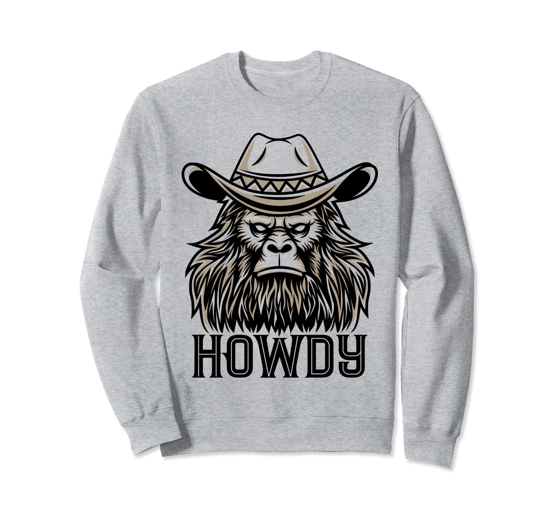 Howdy Bigfoot Sasquatch Cowboy Western Sweatshirt - Graphic Print Unisex - T-Shirt, Sweatshirt, Hoodie