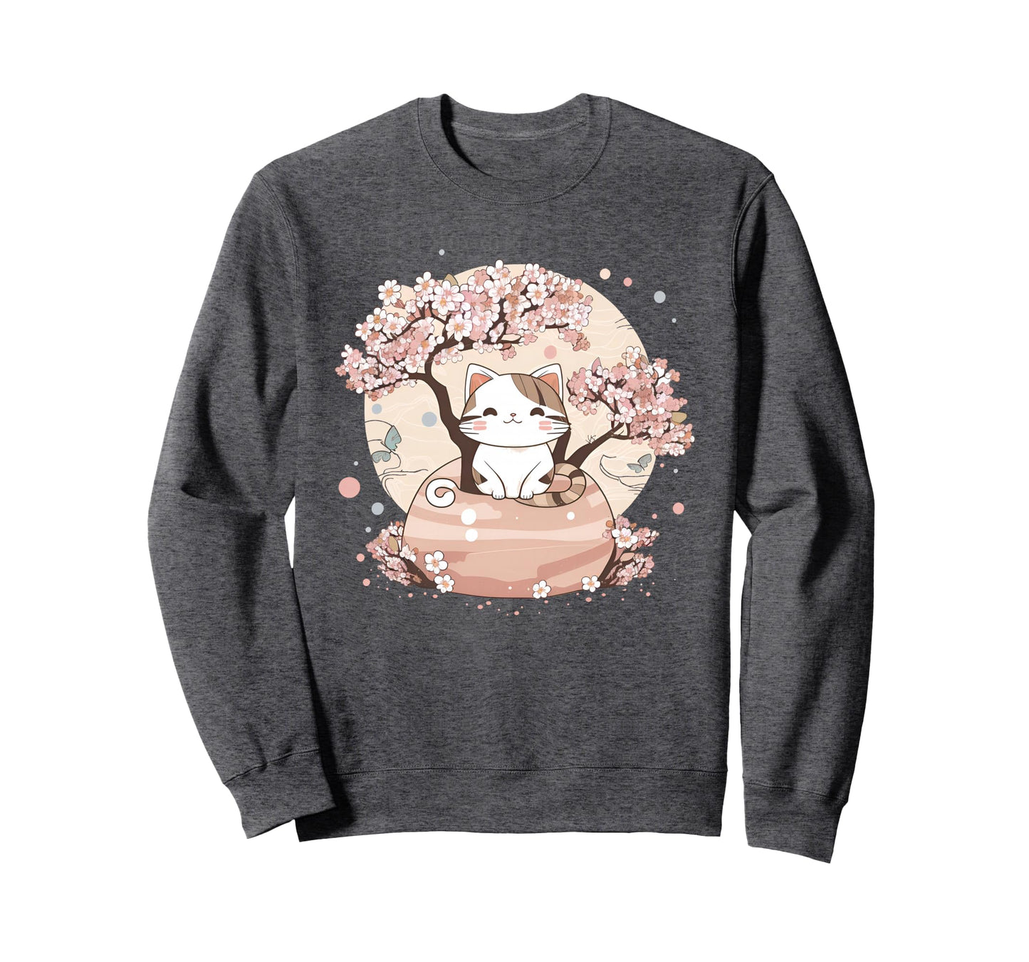 Cherry Blossom Tree Cat Japanese Sweatshirt - Streetwear Style Unisex - T-Shirt, Sweatshirt, Hoodie