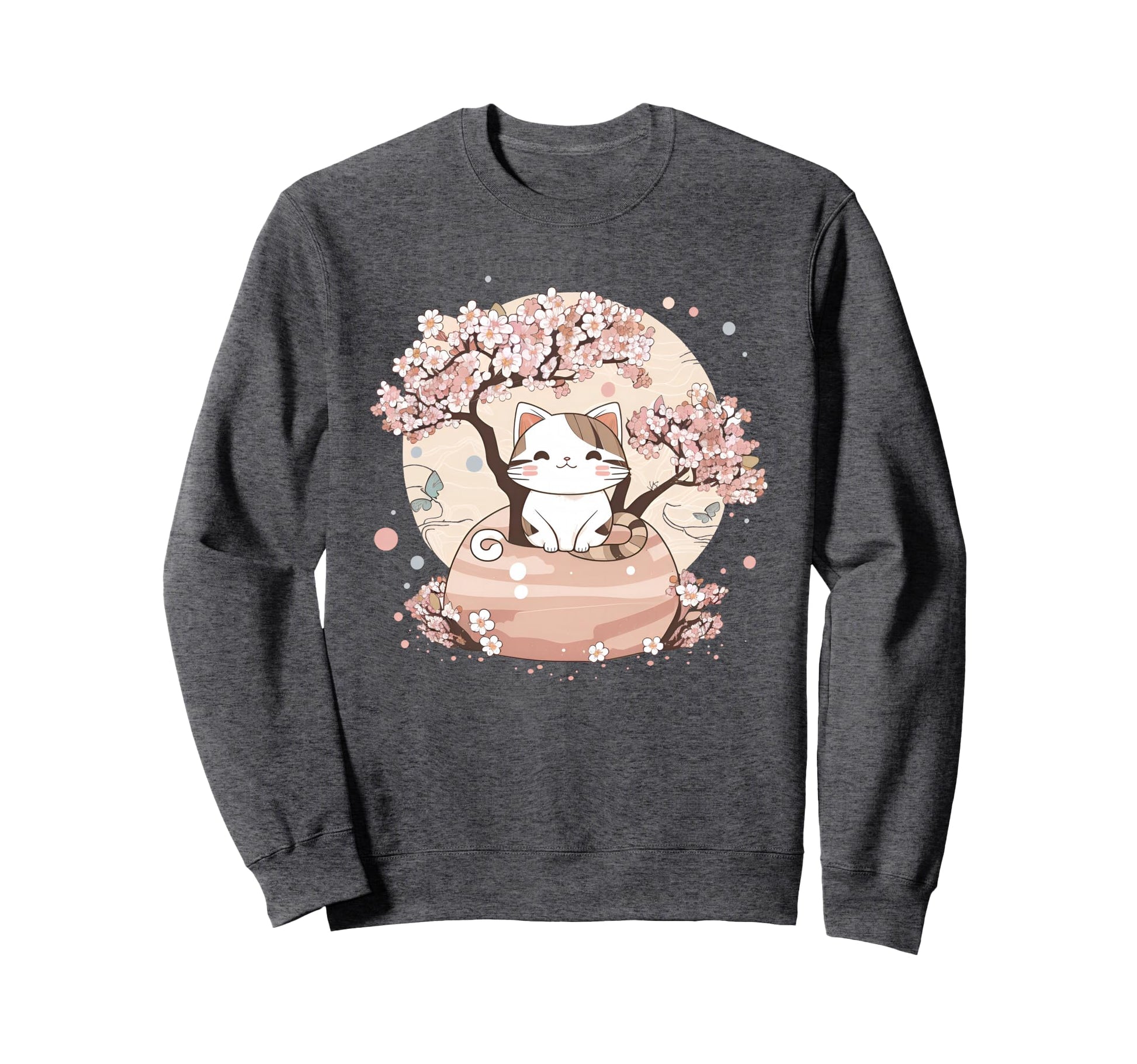 Cherry Blossom Tree Cat Japanese Sweatshirt - Streetwear Style Unisex - T-Shirt, Sweatshirt, Hoodie