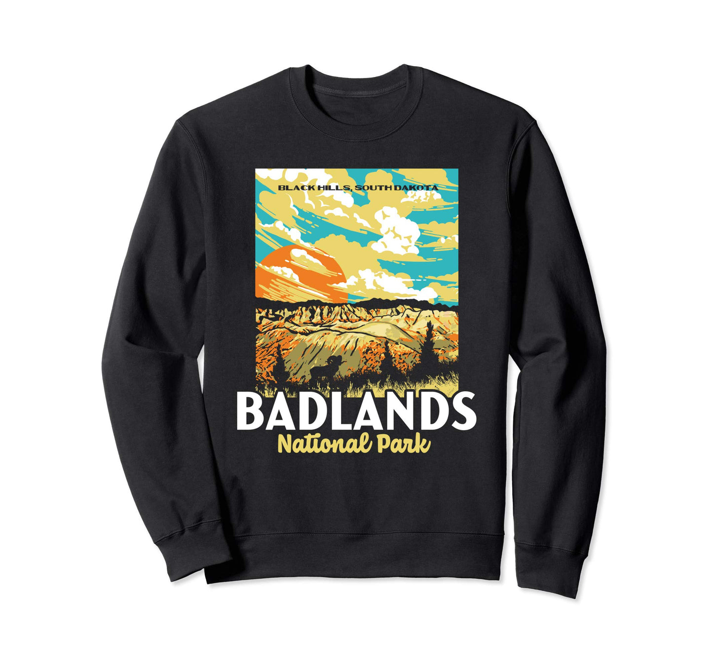 Badlands National Park South Dakota Wpa Sweatshirt - Trendy Graphic Unisex - T-Shirt, Sweatshirt, Hoodie