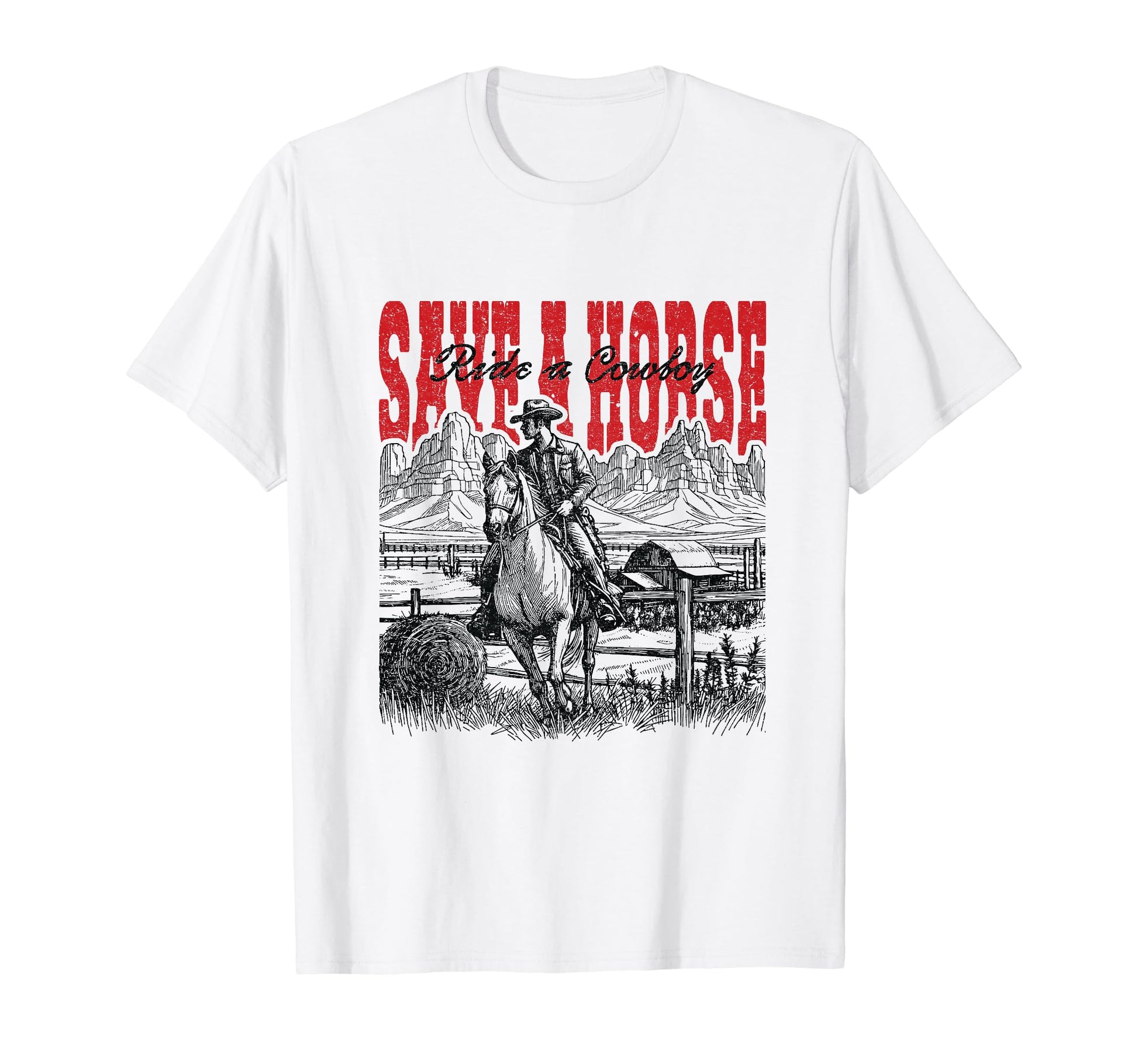 Save Horse Ride Cowboy Country Western T-Shirt - Minimalist Print Men Women - T-Shirt, Sweatshirt, Hoodie