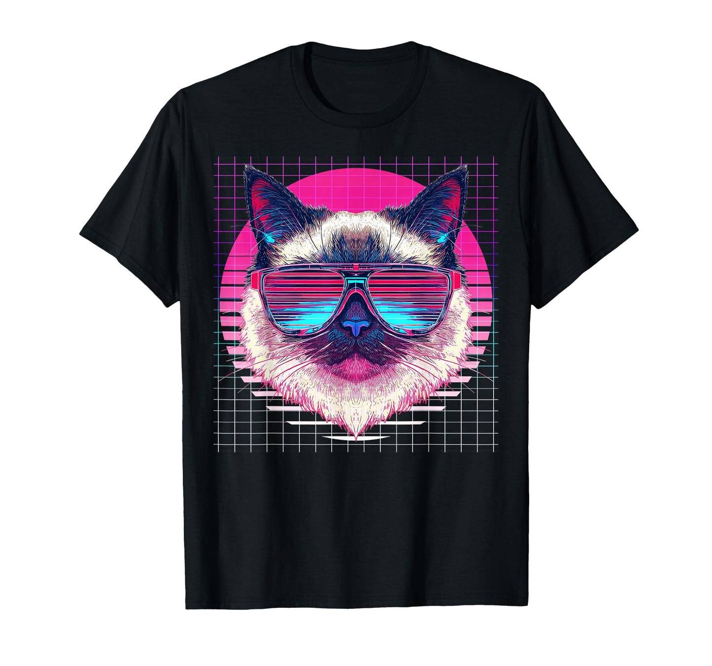 Birman Sunglasses Cat Vaporwave T-Shirt - Fun Novelty Design Unisex - T-Shirt, Sweatshirt, Hoodie