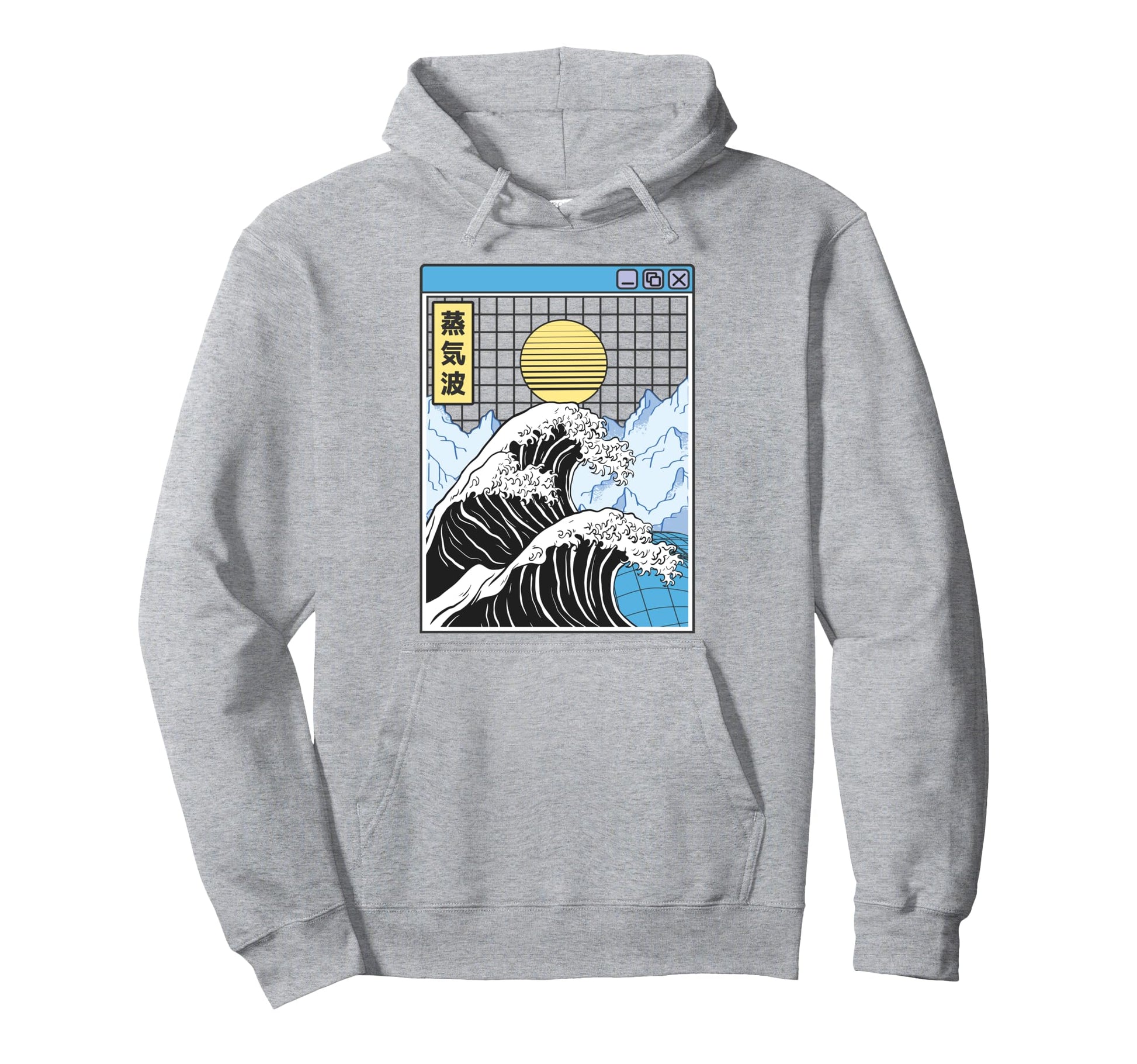 Great Wave Off Kanagawa Grid Kawaii Hoodie - Aesthetic Graphic for Adults - T-Shirt, Sweatshirt, Hoodie