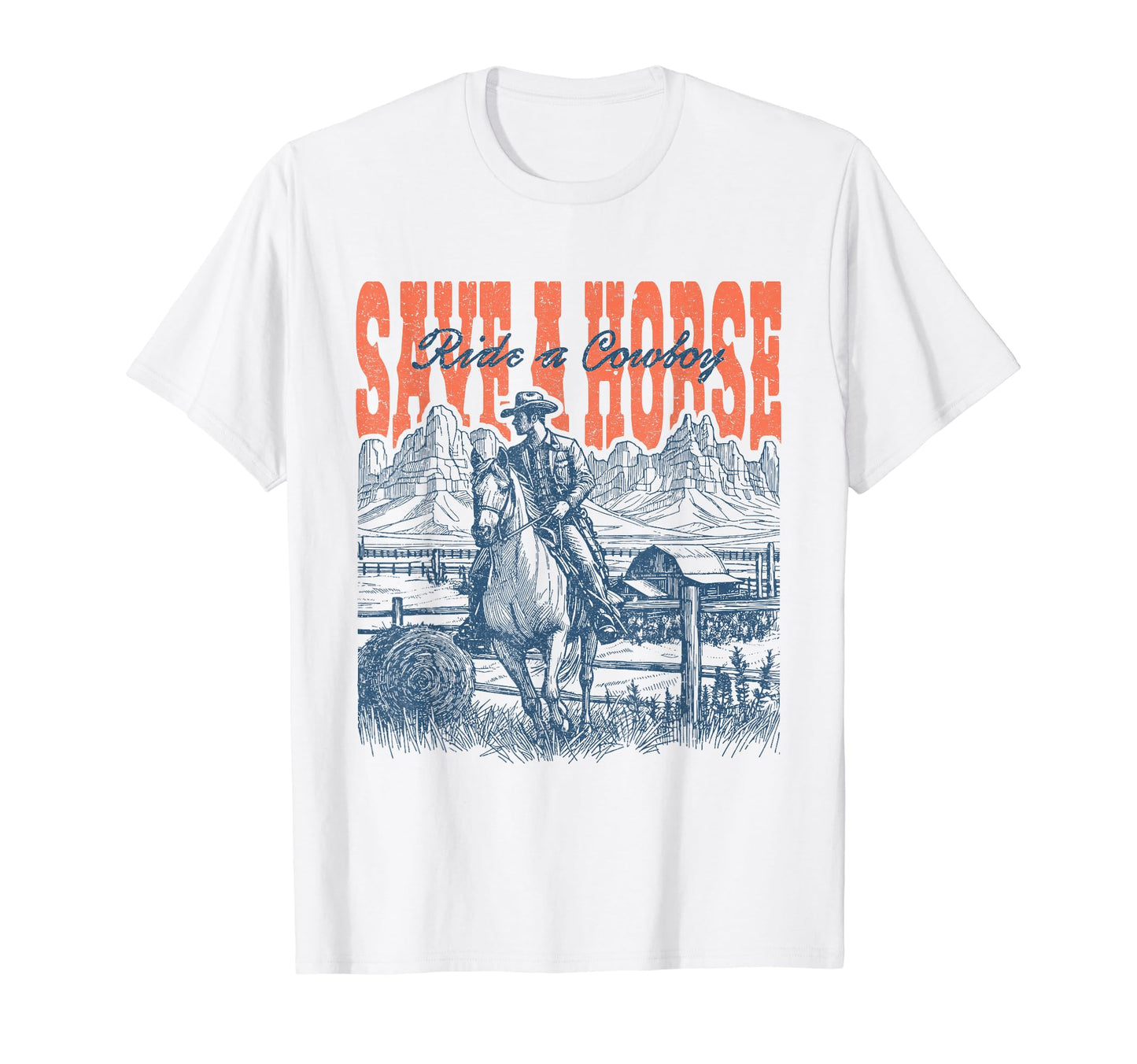 Save Horse Ride Cowboy Country T-Shirt - Custom Art Print for Adults - T-Shirt, Sweatshirt, Hoodie