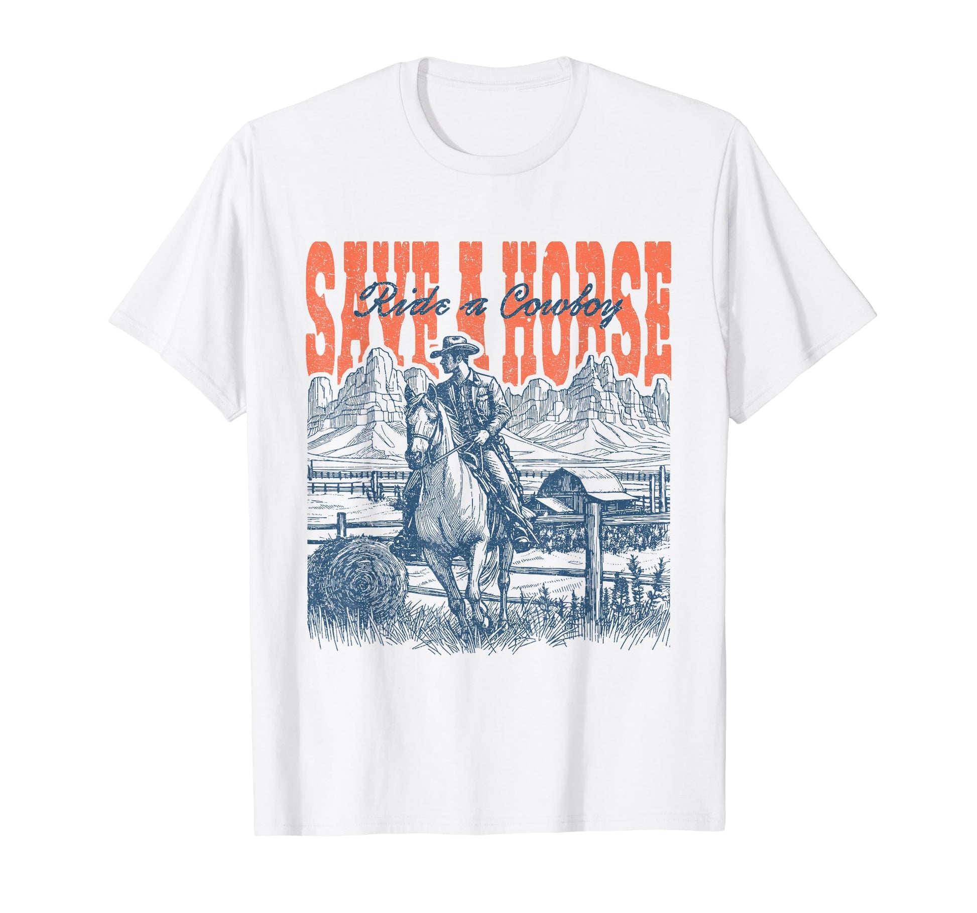 Save Horse Ride Cowboy Country T-Shirt - Custom Art Print for Adults - T-Shirt, Sweatshirt, Hoodie