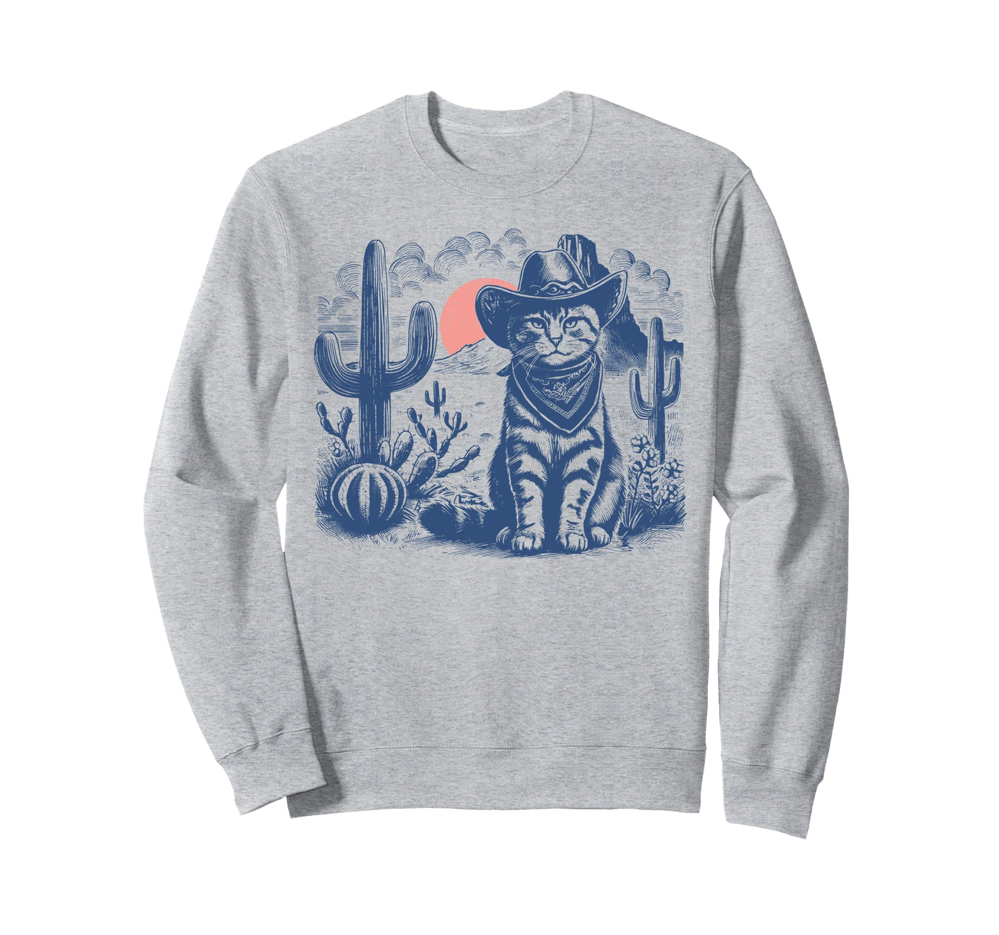 Ufo Cat Western Alien 90S Whippet Sweatshirt - Minimalist Print Unisex - T-Shirt, Sweatshirt, Hoodie
