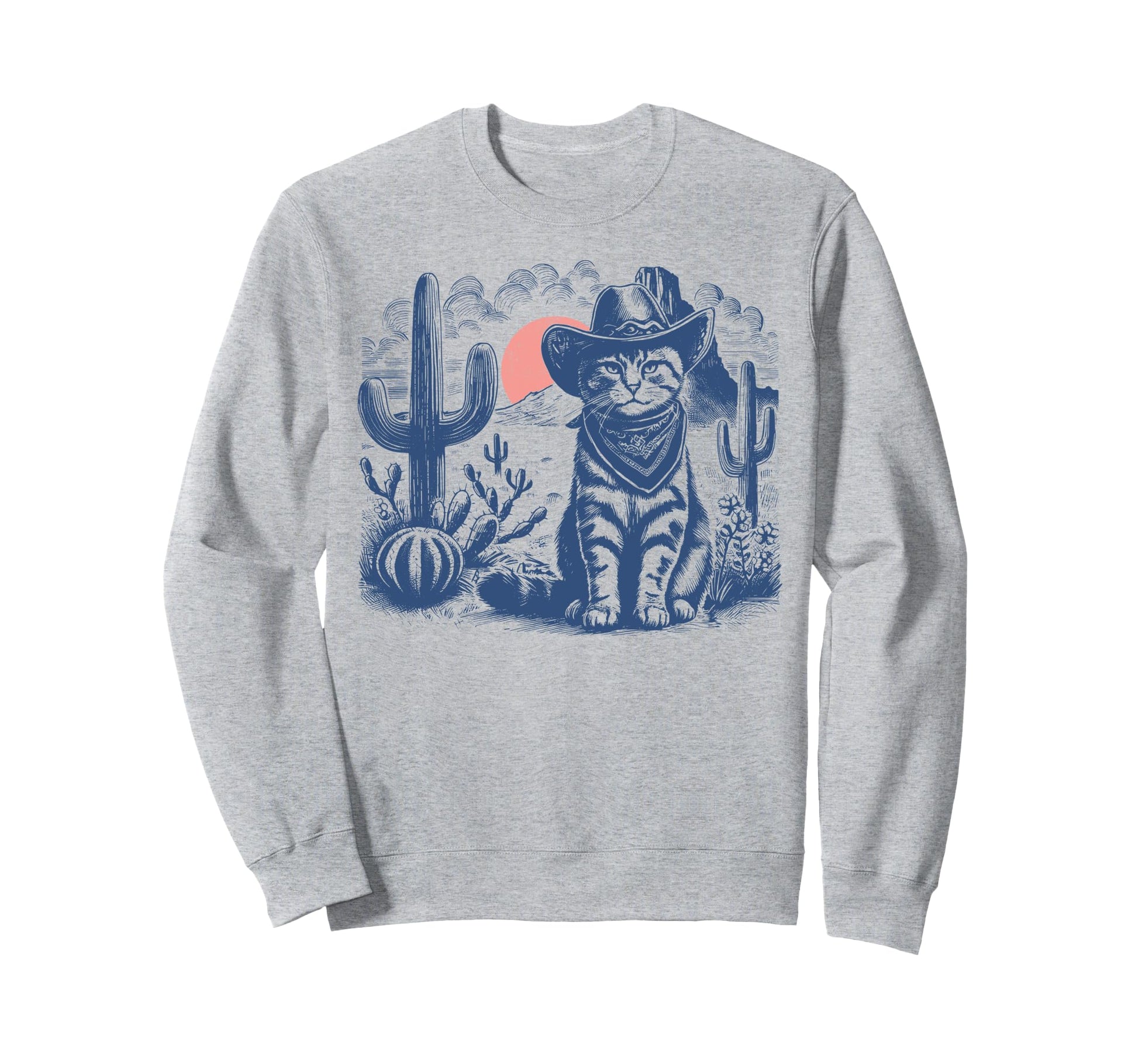Ufo Cat Western Alien 90S Whippet Sweatshirt - Minimalist Print Unisex - T-Shirt, Sweatshirt, Hoodie