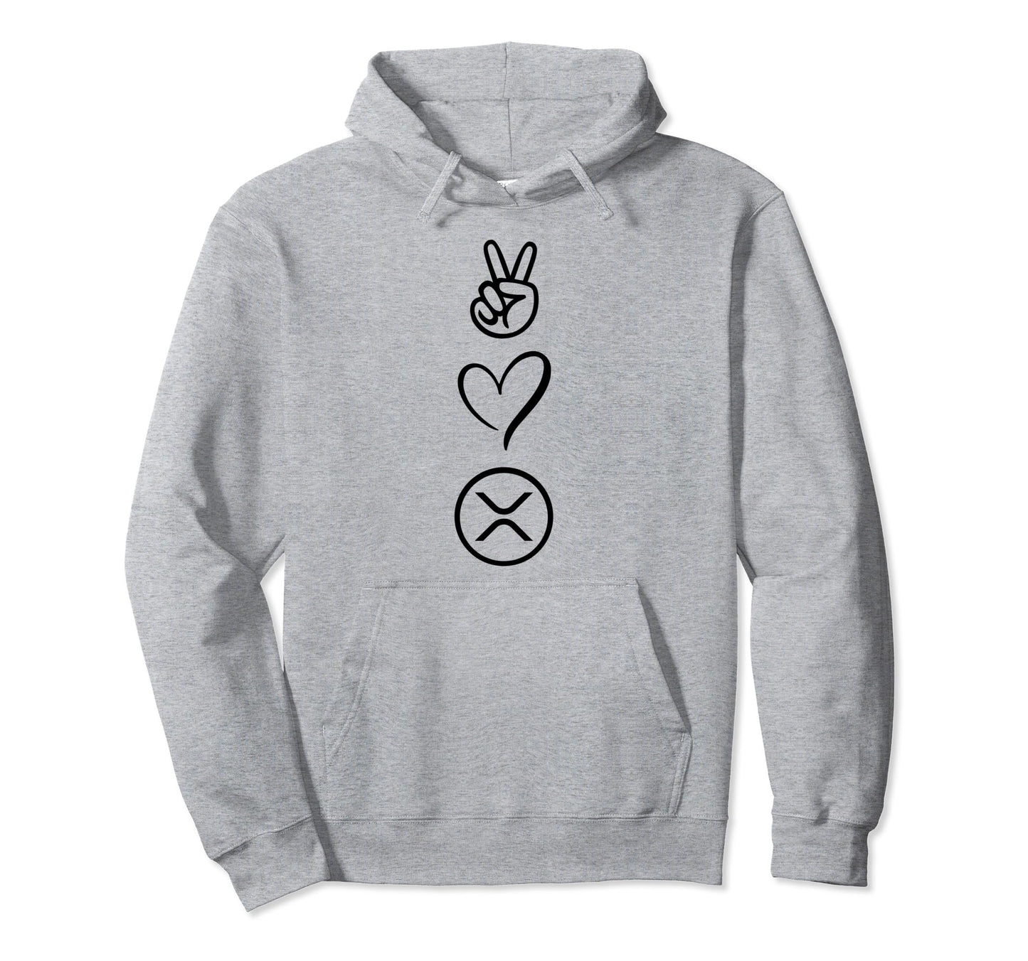 Xrp Crypto Peace Love Hoodie - Casual Everyday Wear for Adults - T-Shirt, Sweatshirt, Hoodie