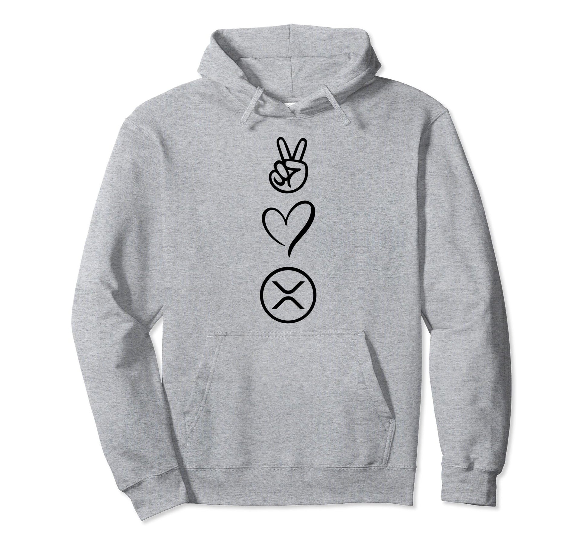 Xrp Crypto Peace Love Hoodie - Casual Everyday Wear for Adults - T-Shirt, Sweatshirt, Hoodie