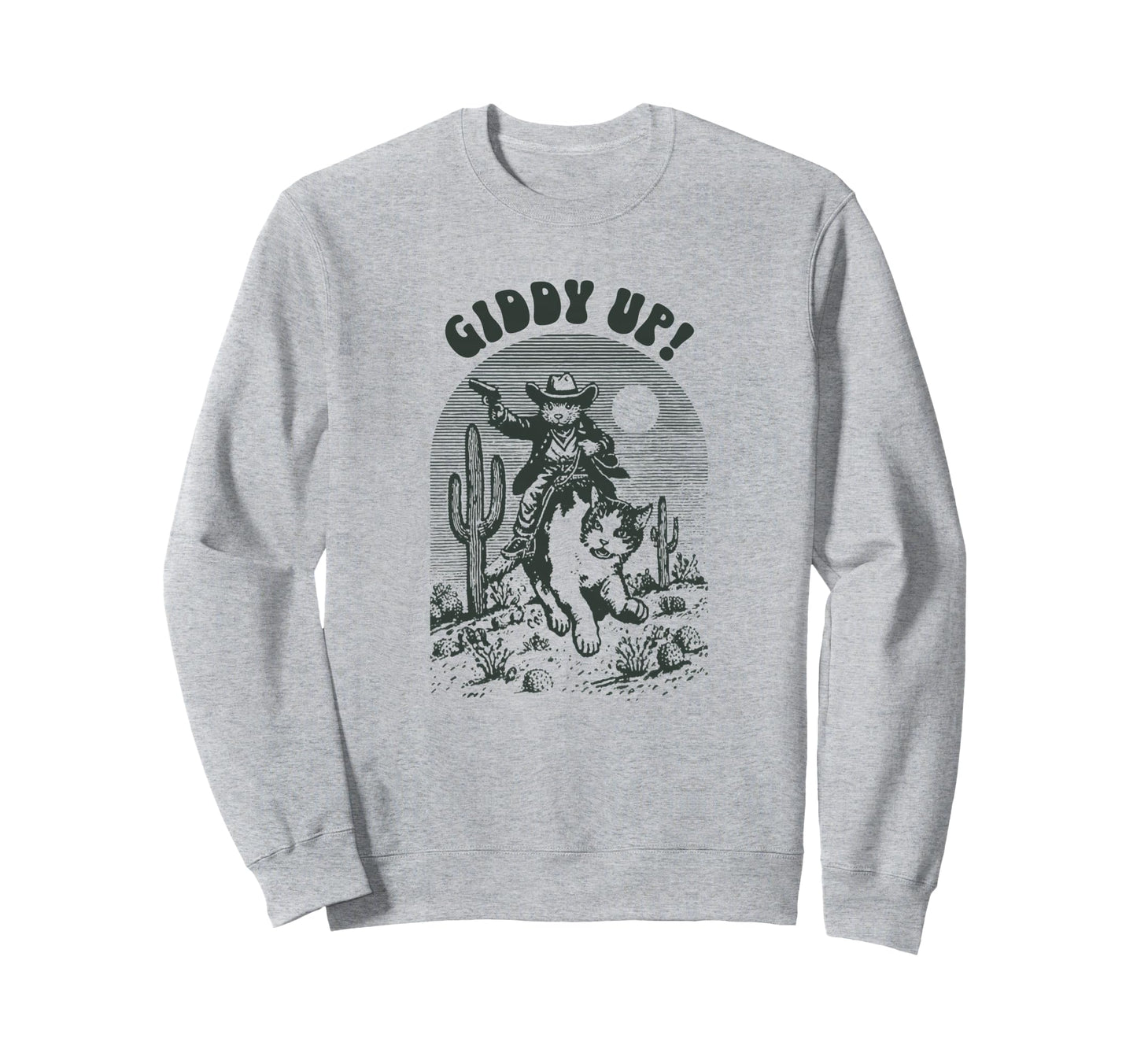 Cowboy Mouse Riding Cat Western Sweatshirt - Graphic Print for Adults - T-Shirt, Sweatshirt, Hoodie
