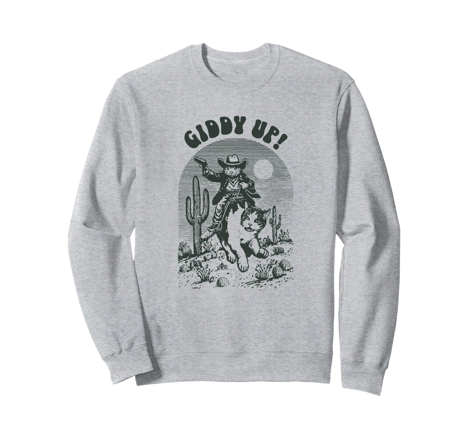 Cowboy Mouse Riding Cat Western Sweatshirt - Graphic Print for Adults - T-Shirt, Sweatshirt, Hoodie