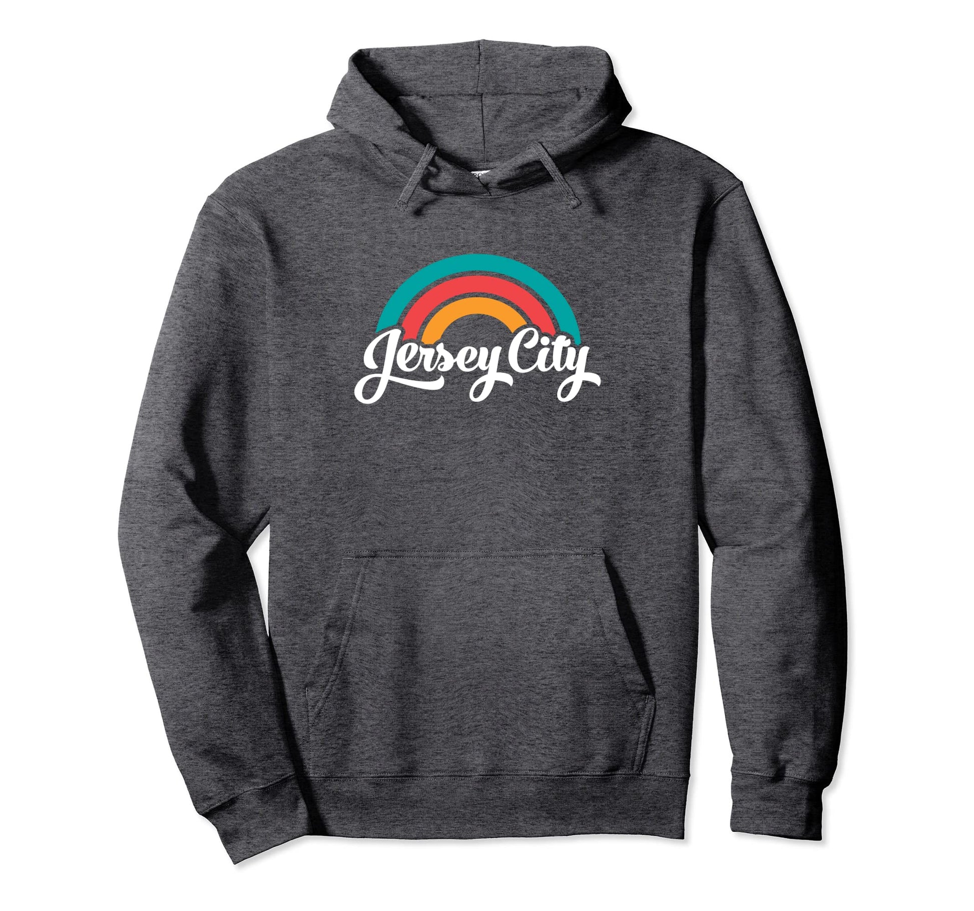 Jersey City Nj Script Rainbow Hoodie - Casual Everyday Wear Men Women - T-Shirt, Sweatshirt, Hoodie