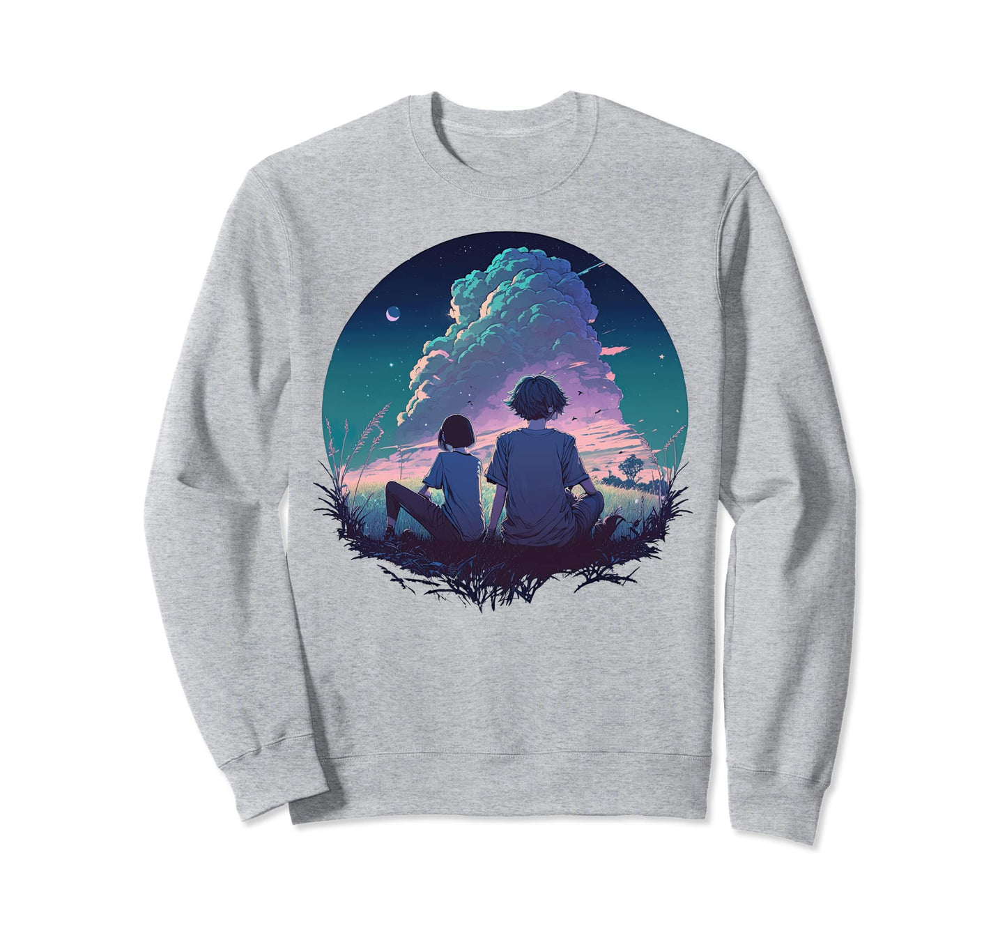 Vaporwave Anime Couple Japanese Sweatshirt - Fun Novelty Design Men Women - T-Shirt, Sweatshirt, Hoodie
