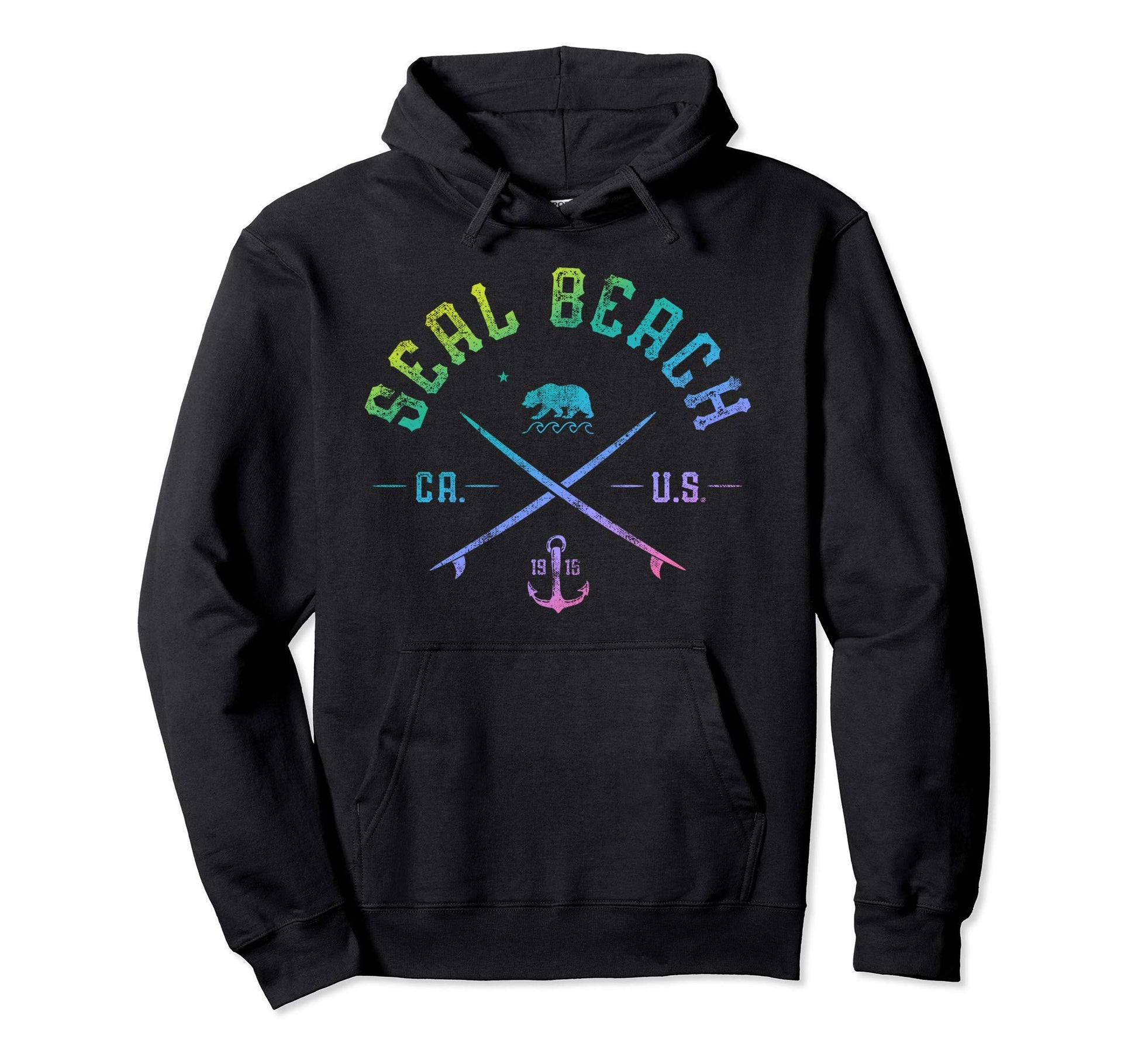 Seal Beach California Rainbow Souvenir Travel Hoodie - Graphic Print Unisex - T-Shirt, Sweatshirt, Hoodie