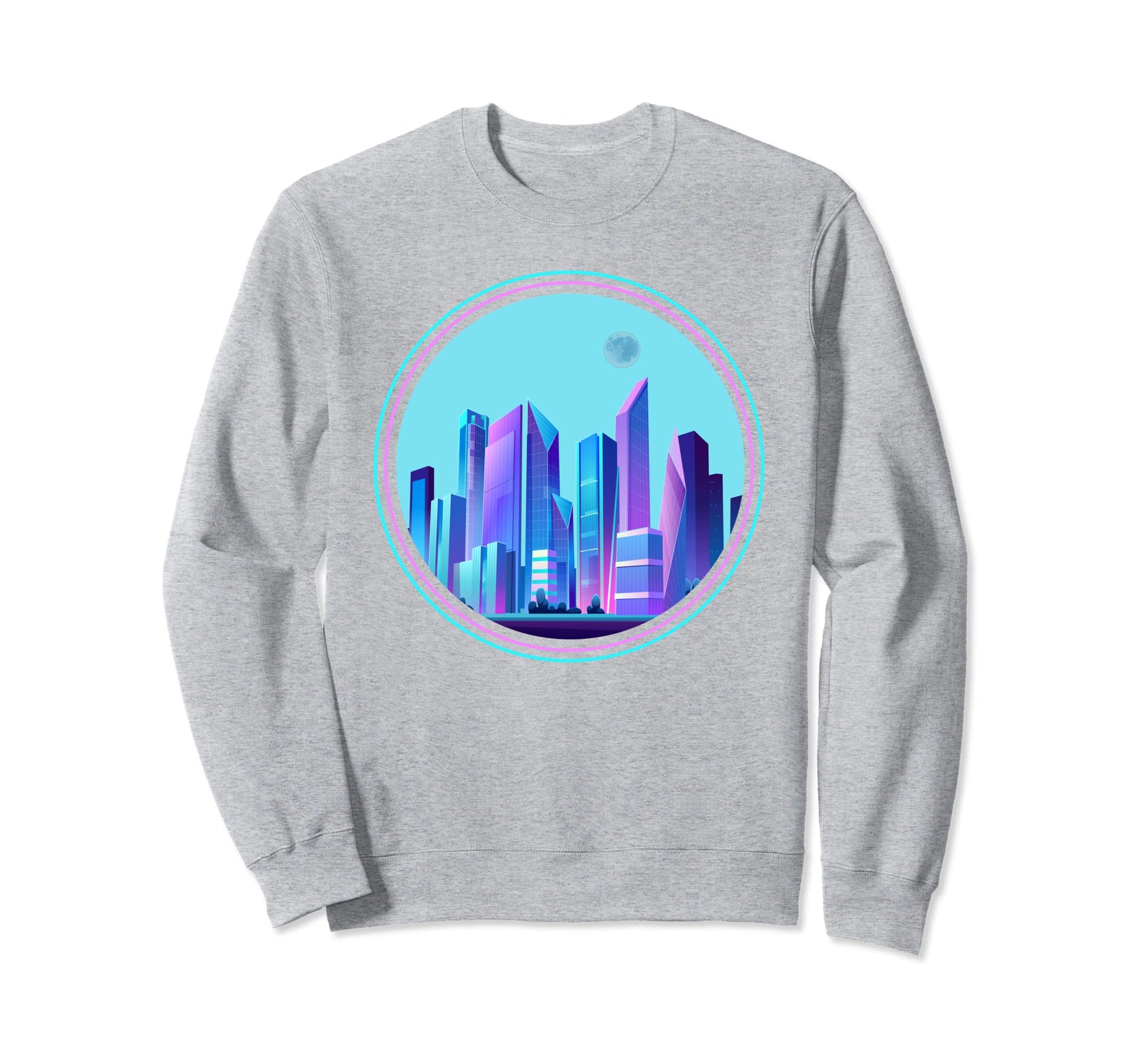 Vaporwave Aesthetic 80S Art Skyline Sweatshirt - Unique Graphic for Adults - T-Shirt, Sweatshirt, Hoodie