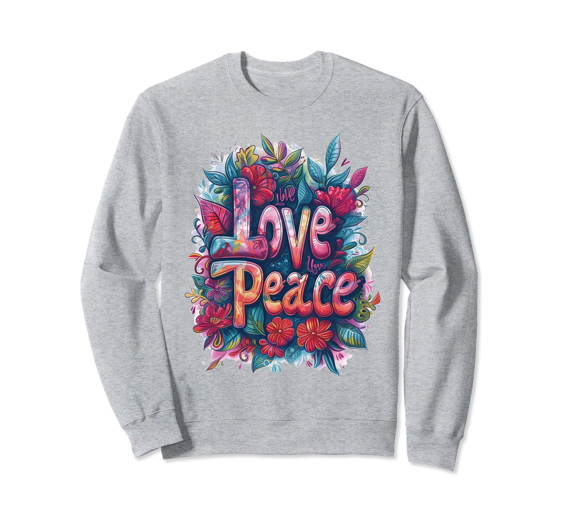 Love And Peace Hippie Flowers 60S Sweatshirt - Unique Graphic Men Women - T-Shirt, Sweatshirt, Hoodie