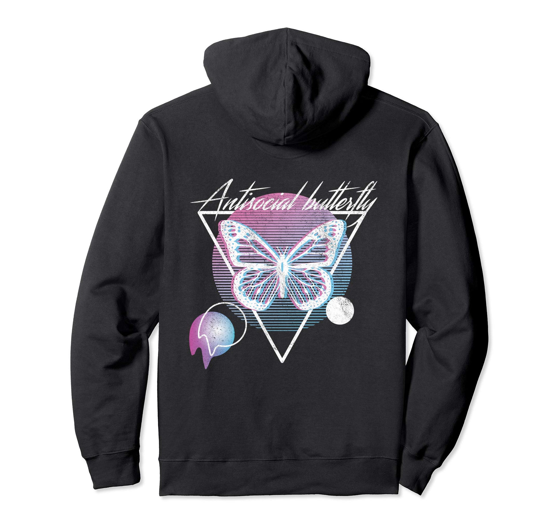 Antisocial Butterfly Vaporwave Aesthetic Hoodie - Novelty Apparel Unisex - T-Shirt, Sweatshirt, Hoodie
