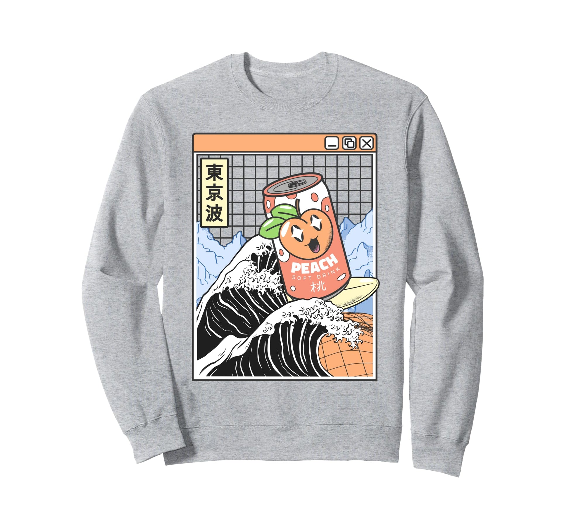 Peach Soda Surfing Kanagawa Wave Sweatshirt - Streetwear Style for Adults - T-Shirt, Sweatshirt, Hoodie
