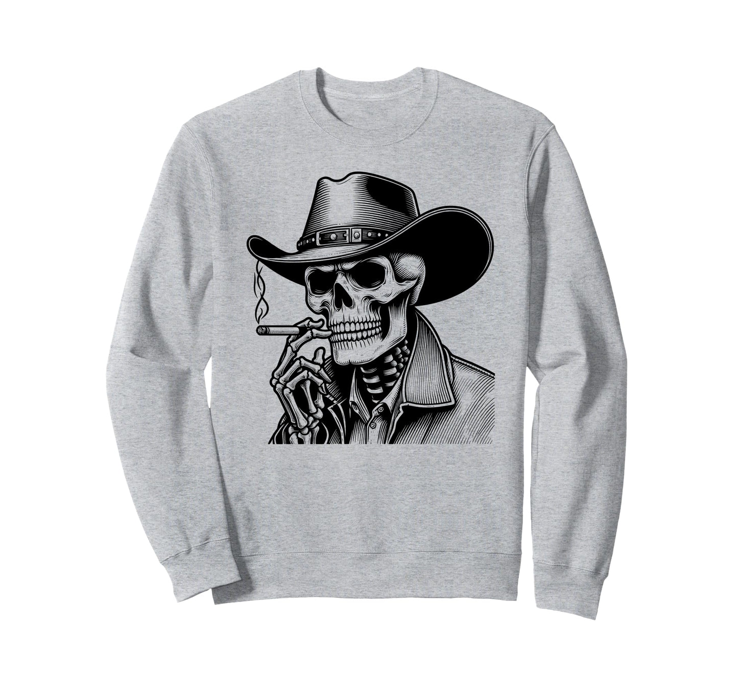 Rustic Skeleton Cowboy Western Sweatshirt - Custom Art Print Men Women - T-Shirt, Sweatshirt, Hoodie