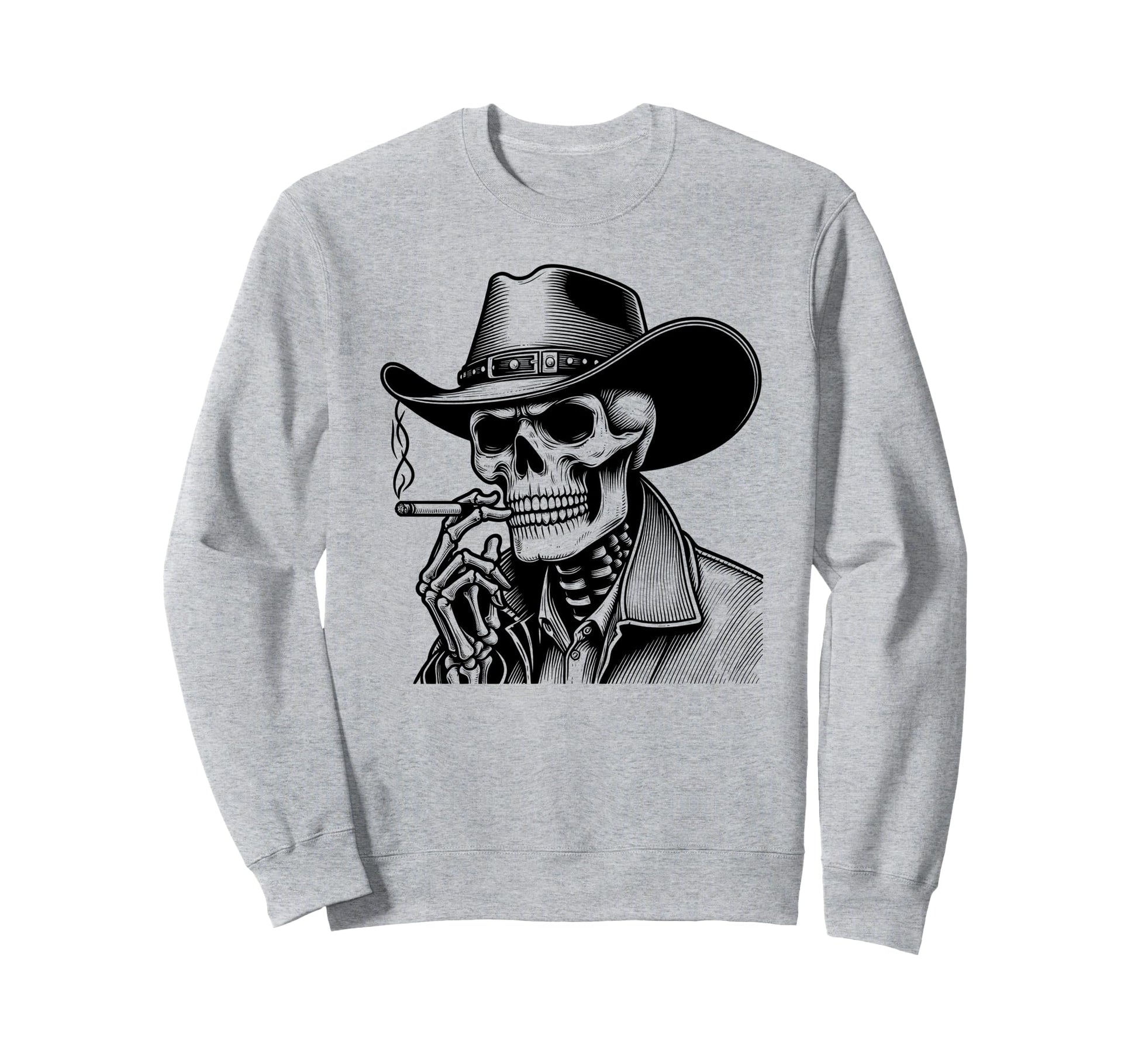 Rustic Skeleton Cowboy Western Sweatshirt - Custom Art Print Men Women - T-Shirt, Sweatshirt, Hoodie