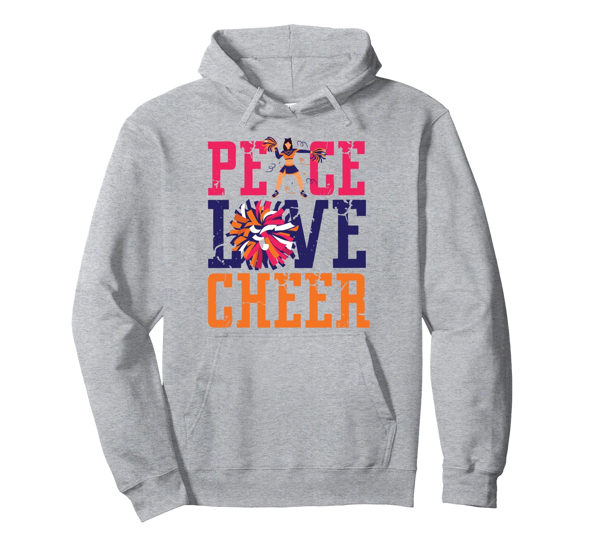 Cheer Cheerleading Peace Love Cheer Hoodie - Minimalist Print Men Women - T-Shirt, Sweatshirt, Hoodie