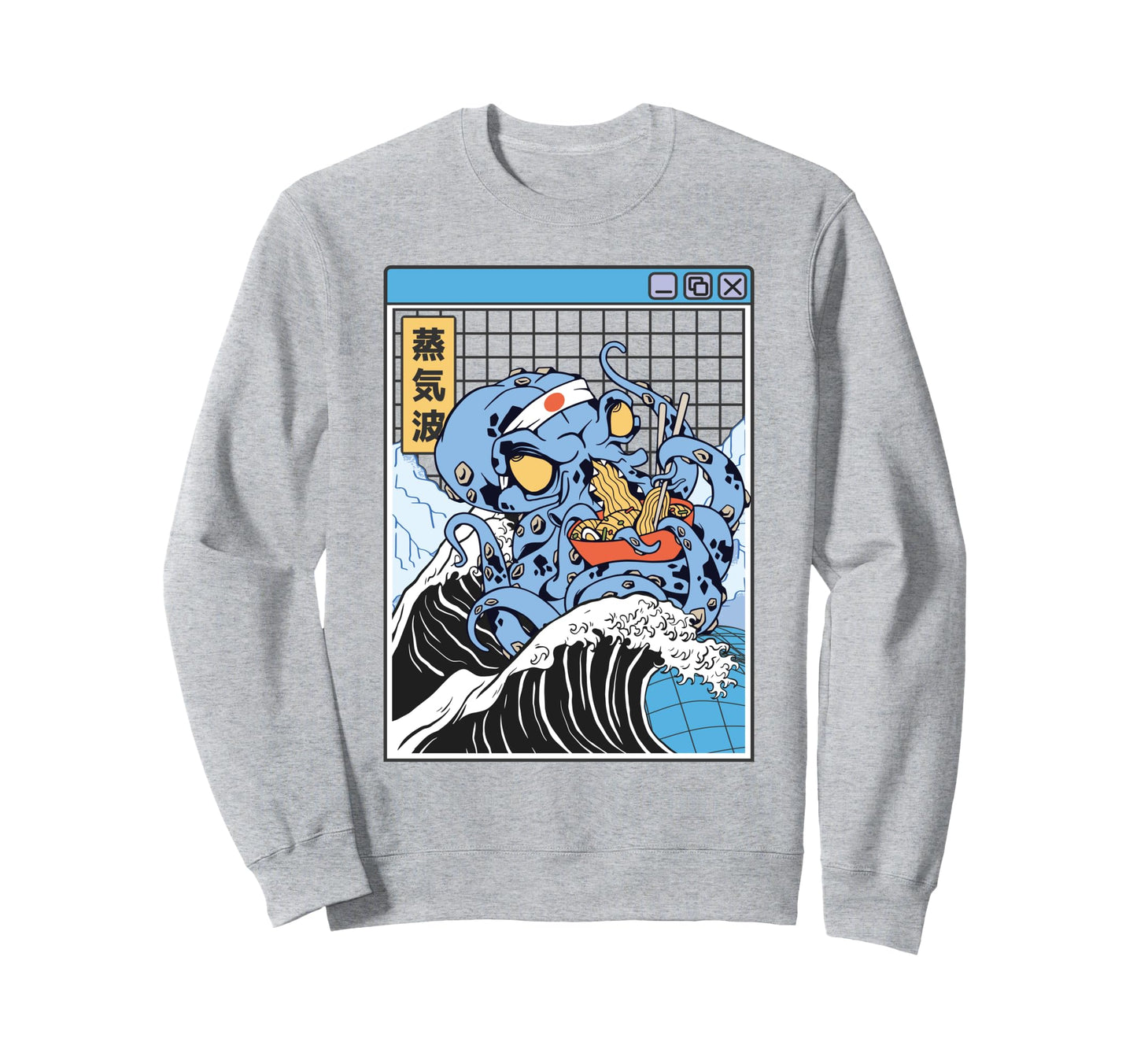 Kraken Eating Ramen Kanagawa Sweatshirt - Fun Novelty Design for Adults - T-Shirt, Sweatshirt, Hoodie