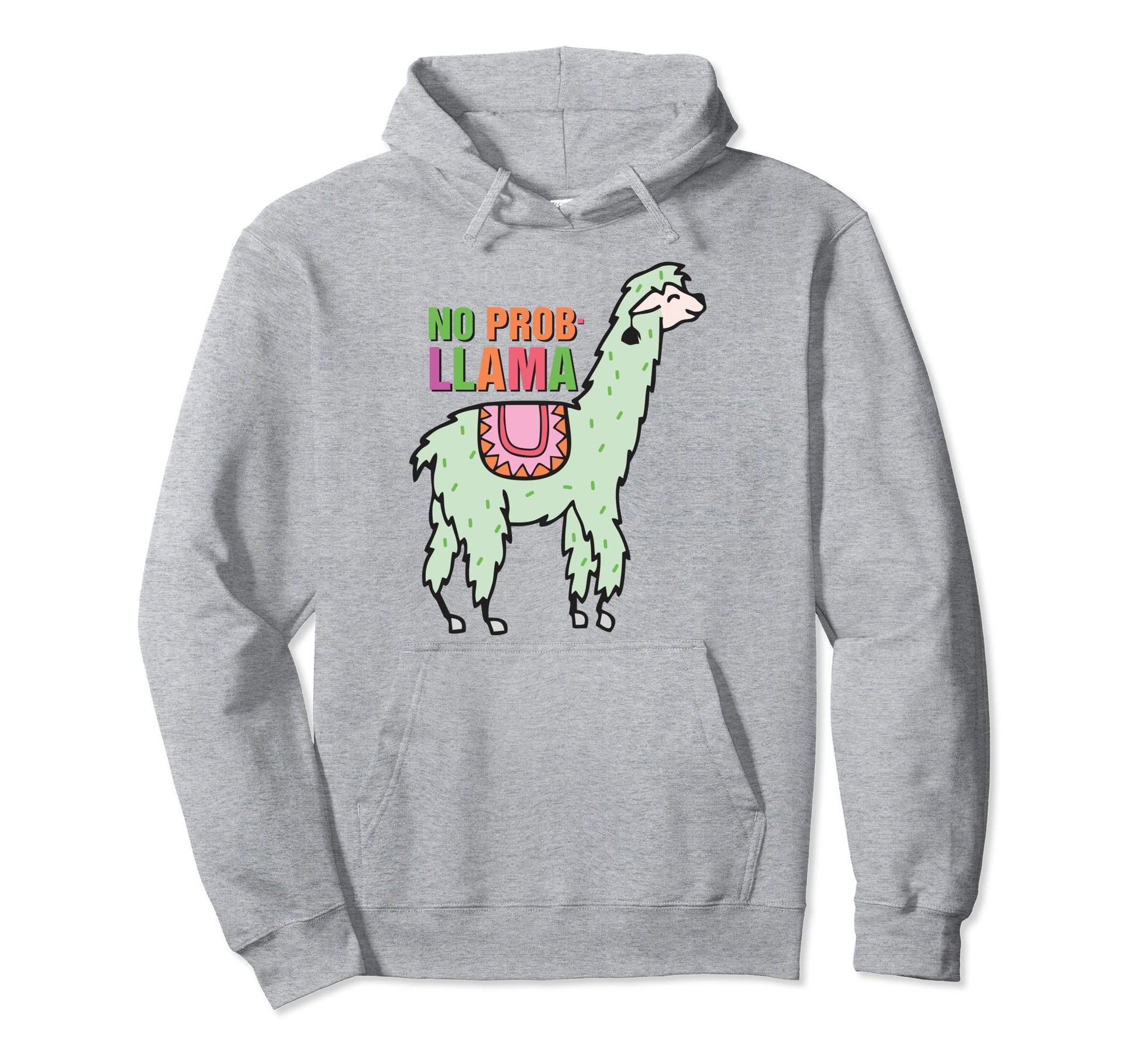No Prob Llama Rainbow Funny Animal Hoodie - Trendy Graphic for Adults - T-Shirt, Sweatshirt, Hoodie