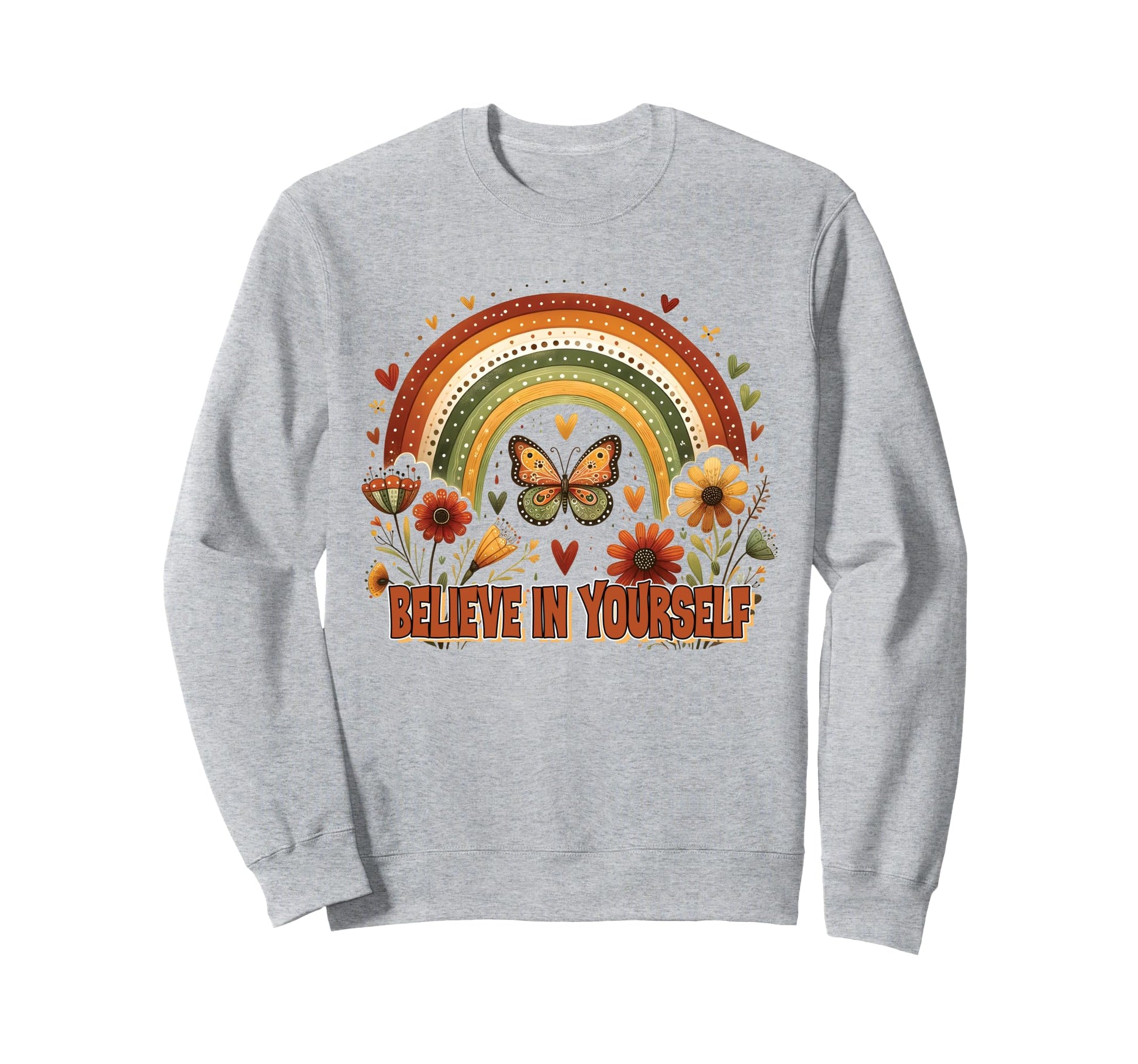 Boho Rainbow Butterfly Floral Sweatshirt - Streetwear Style Men Women - T-Shirt, Sweatshirt, Hoodie