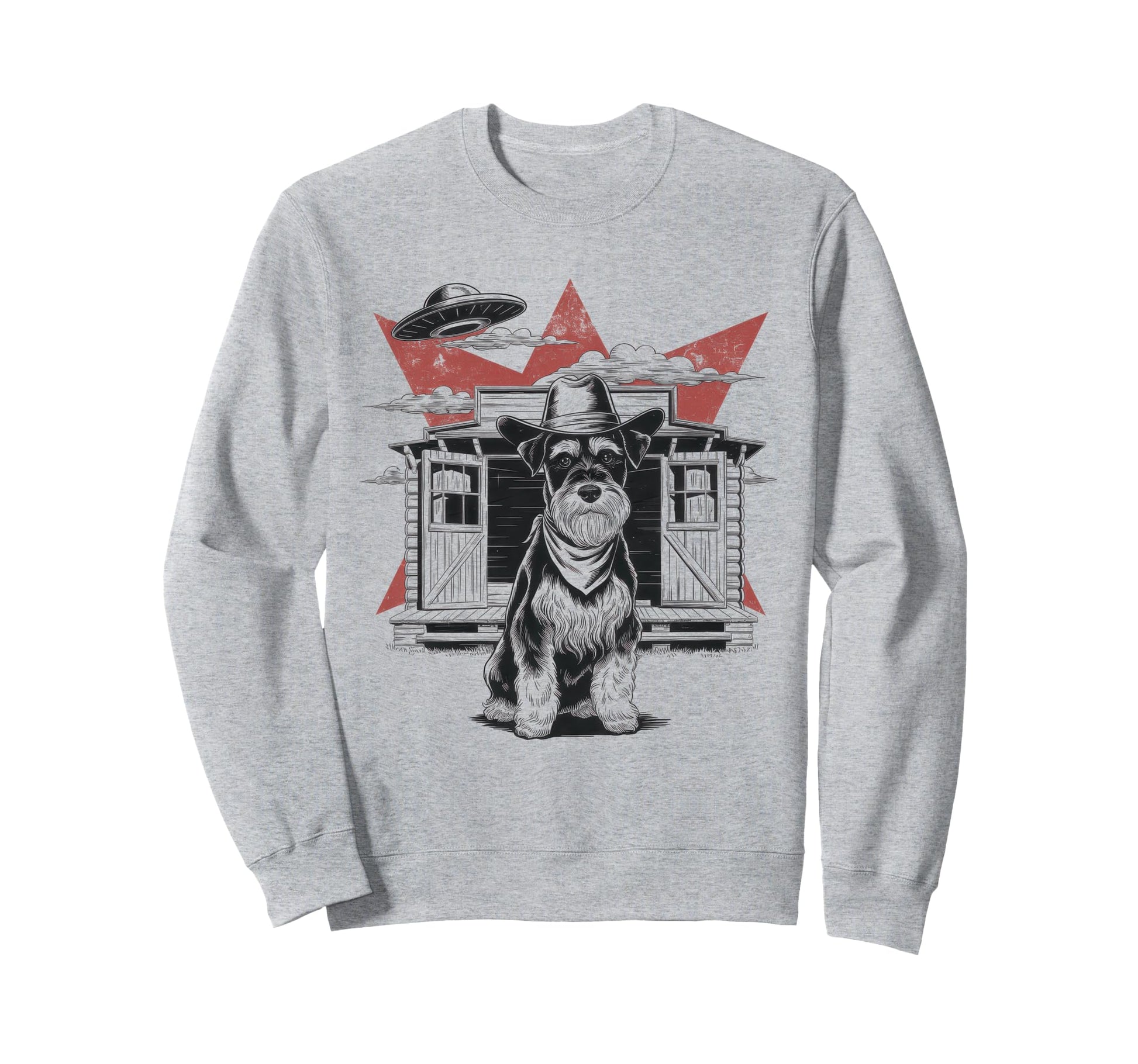 Schnauzer Schnauzer Ufo Western Sweatshirt - Aesthetic Graphic Men Women - T-Shirt, Sweatshirt, Hoodie