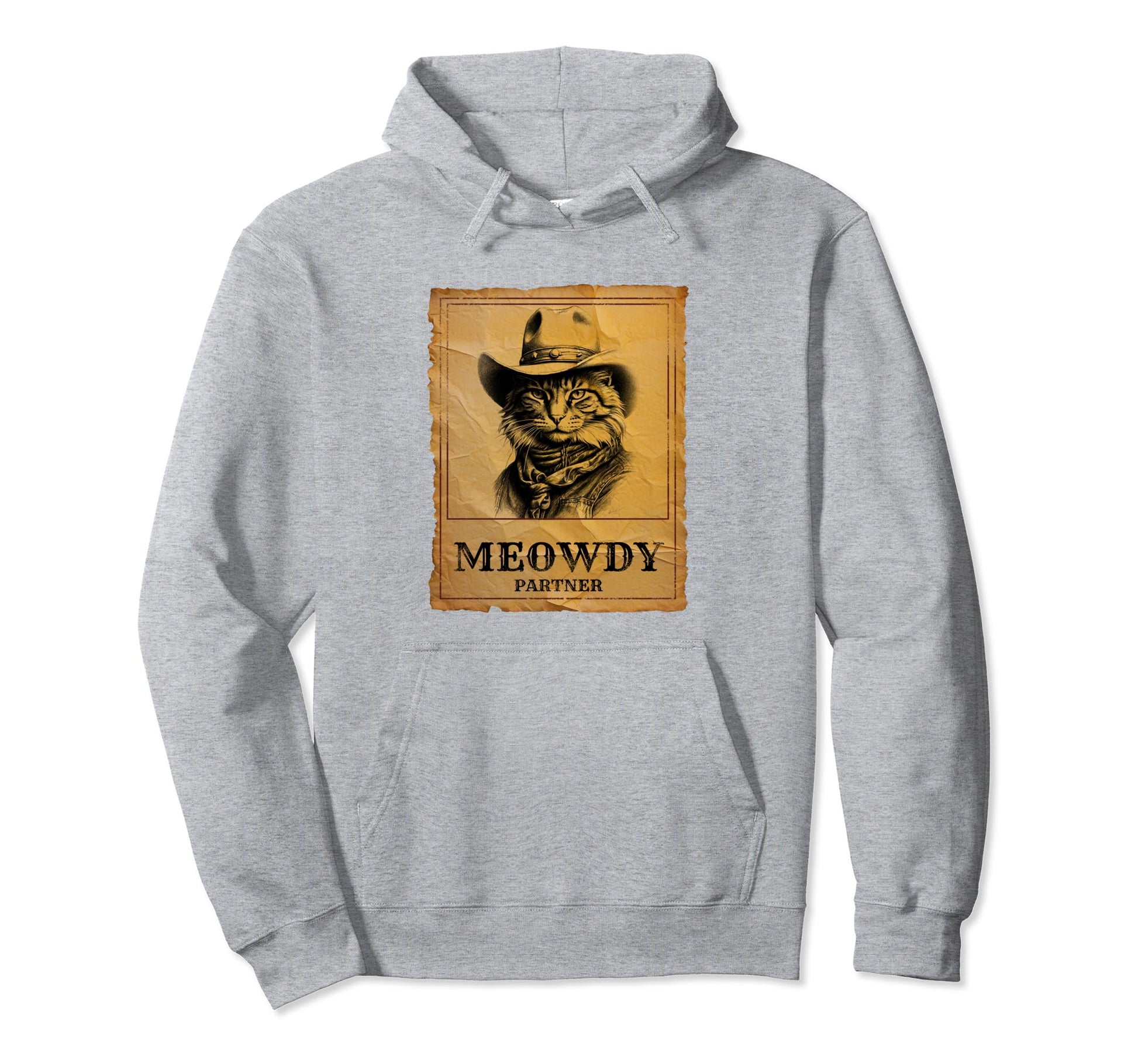 Meowdy Cat Cowboy Funny Country Cat Hoodie - Custom Art Print Unisex - T-Shirt, Sweatshirt, Hoodie