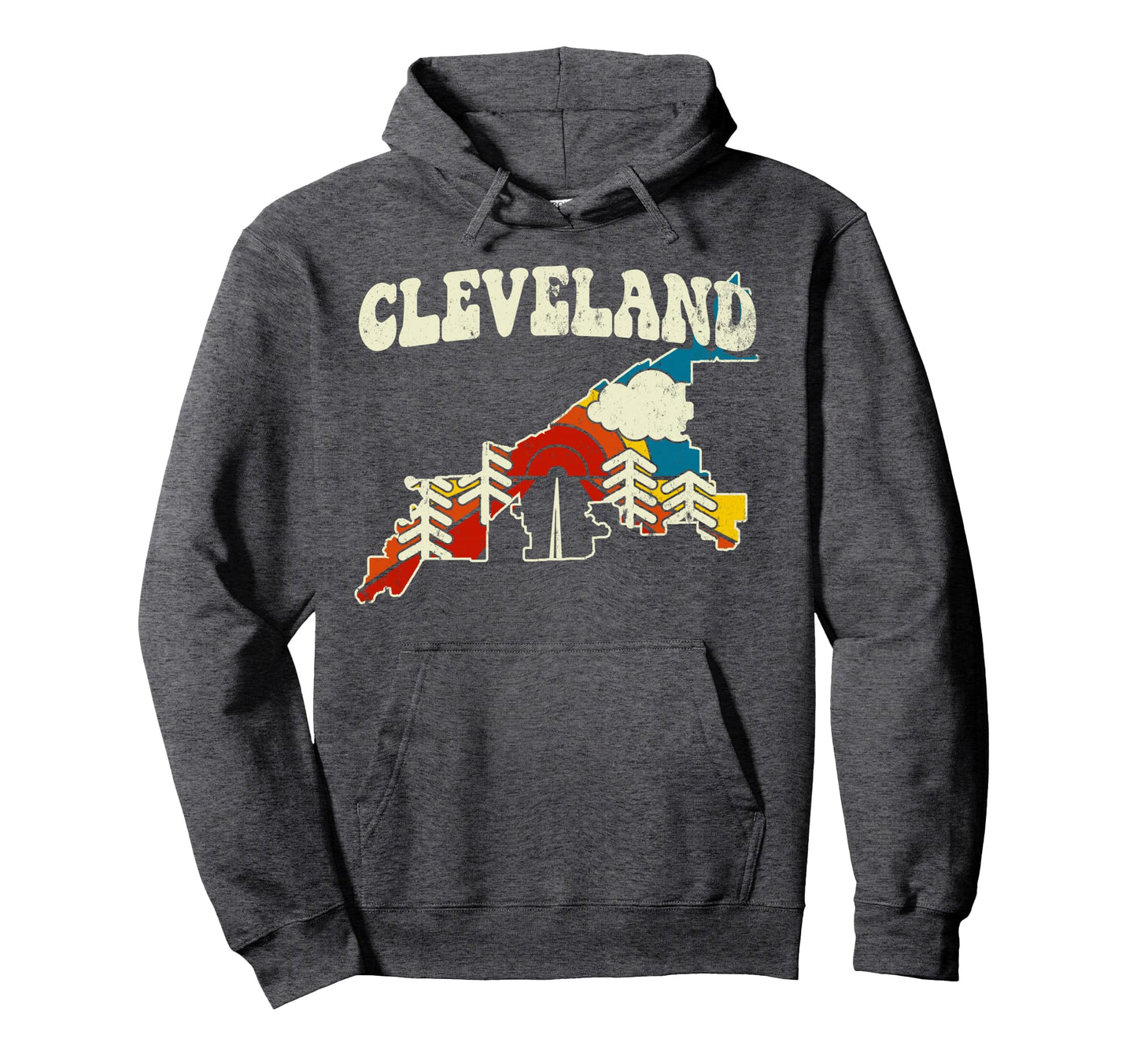Cleveland Usa City Rainbow Ohio 70S Hoodie - Streetwear Style for Adults - T-Shirt, Sweatshirt, Hoodie
